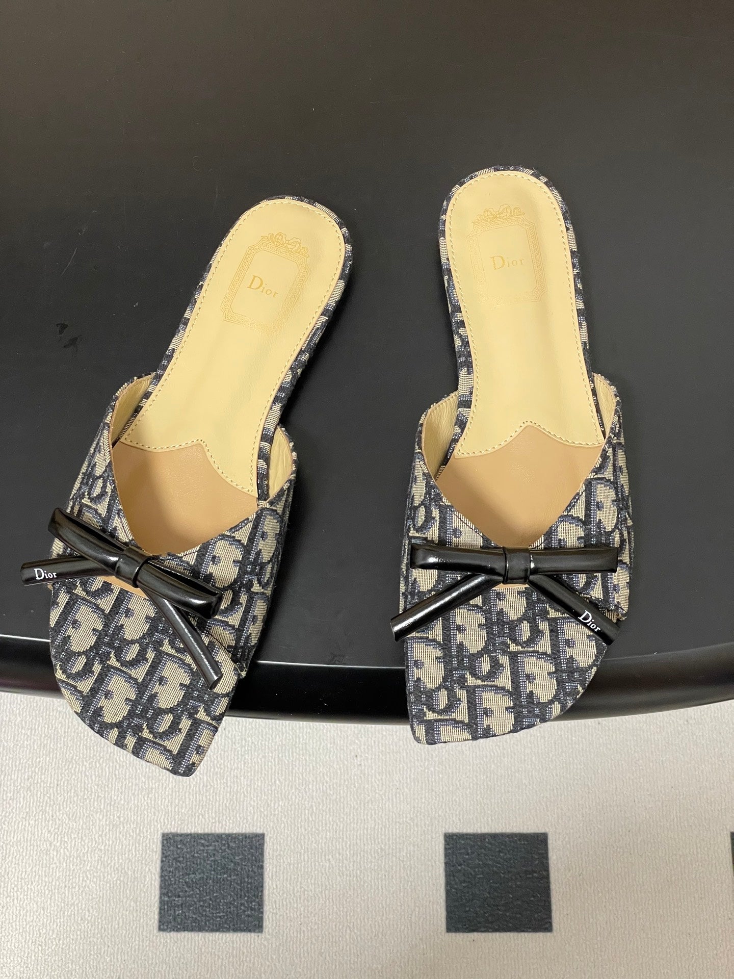 Dior 2026 Bow Slipper Canvas Calfskin 911148