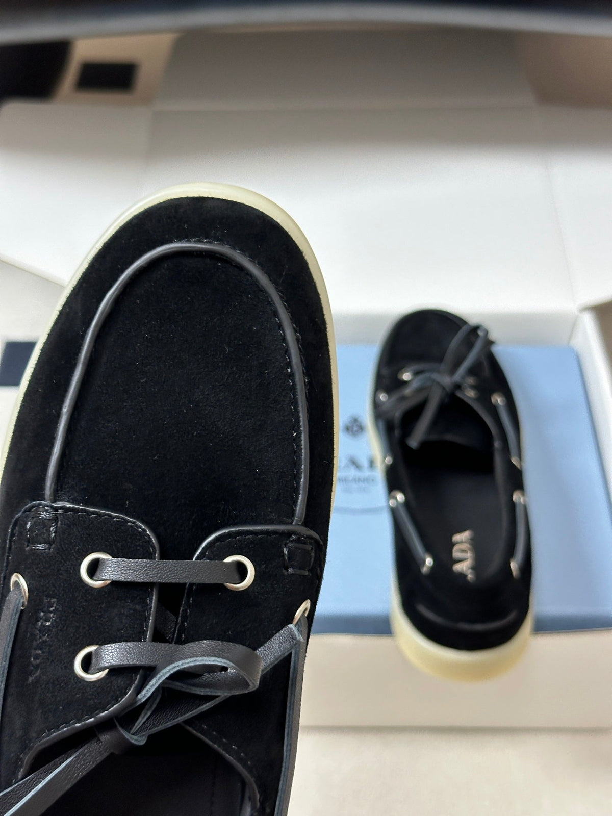 Prada 2026 Lace Up Boat Shoes Suede 151260
