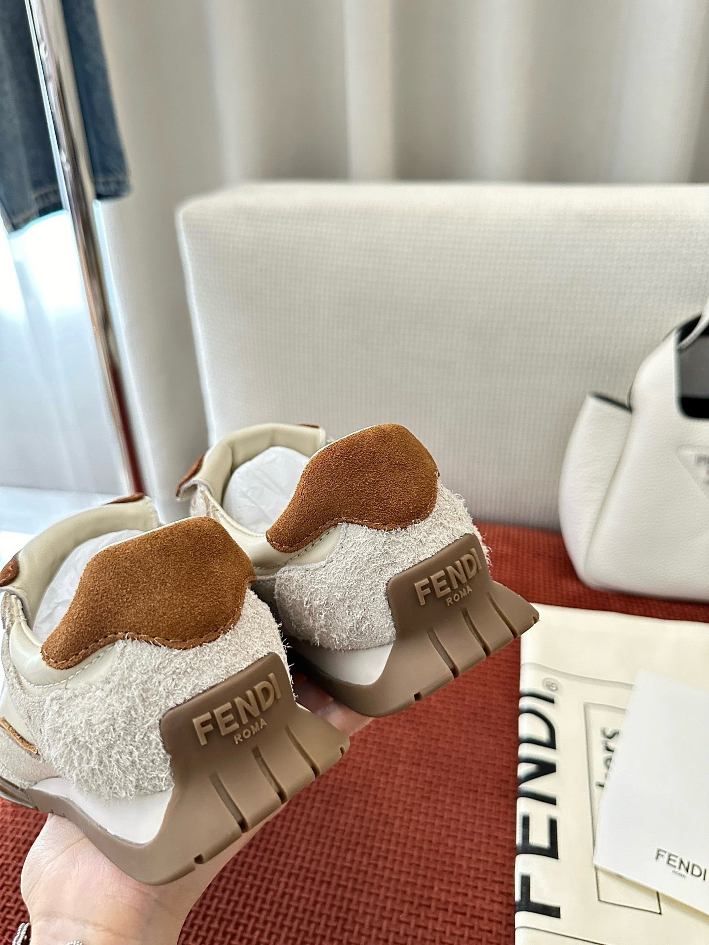 Fendi 2025 Wave Pulse Sneaker White Brown Suede 562140