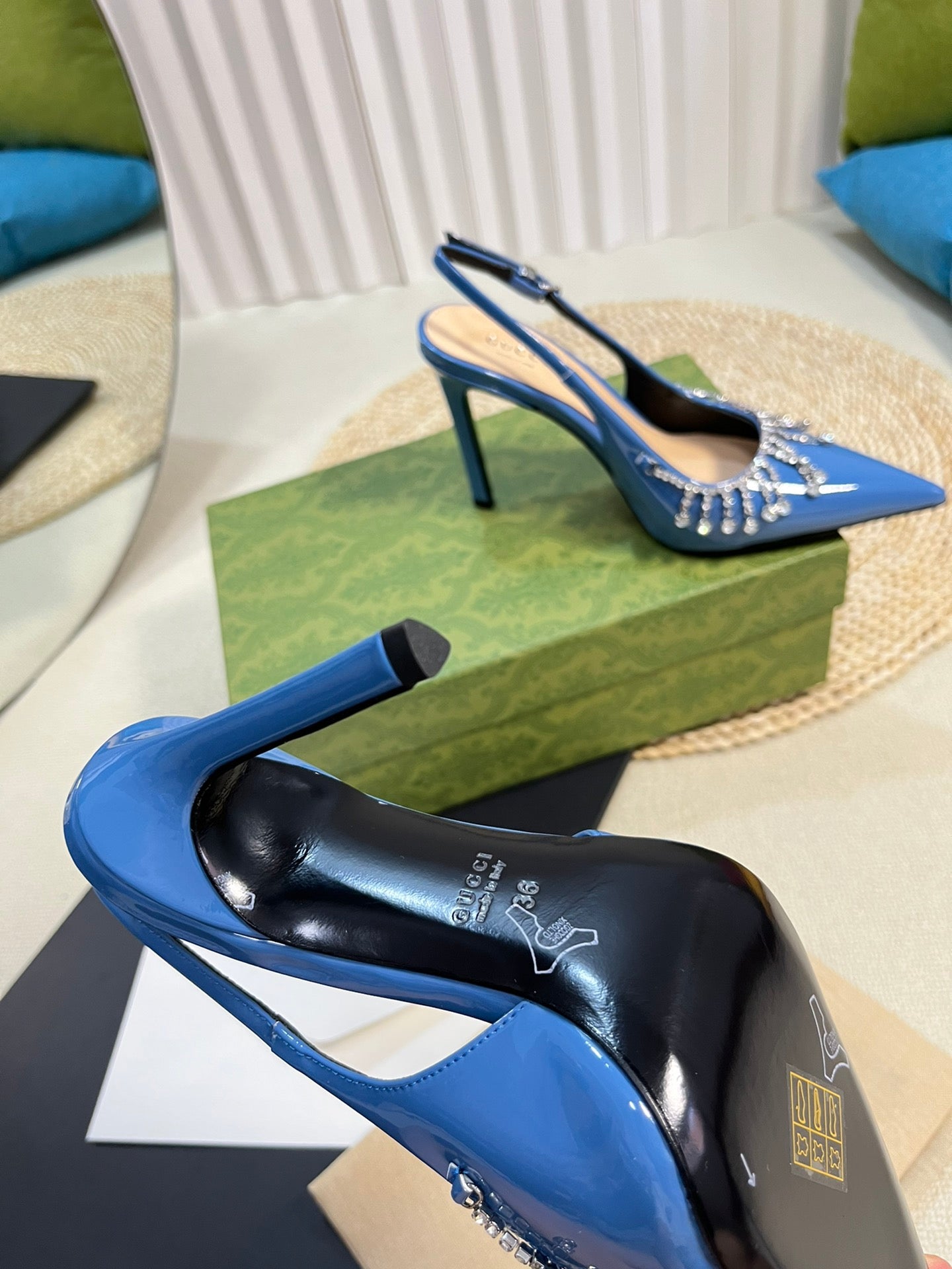 GC Embellished Slingback Blue Patent Leather 294621