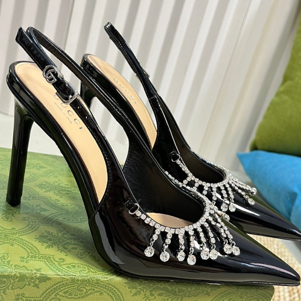 GC Embellished Slingback Black Patent Leather 294625