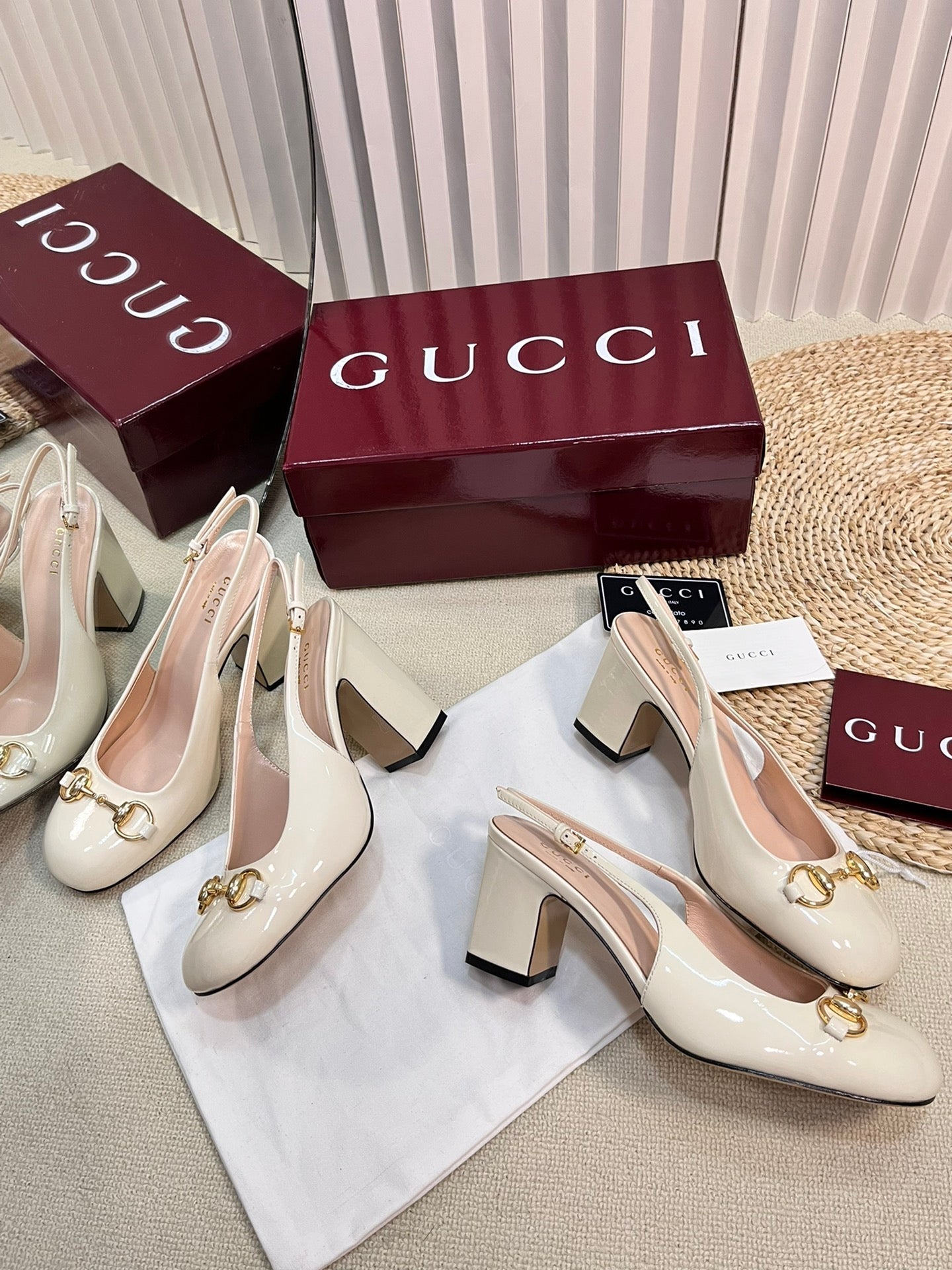 GC Horsebit Slingback 60mm Ivory Patent Leather 294592