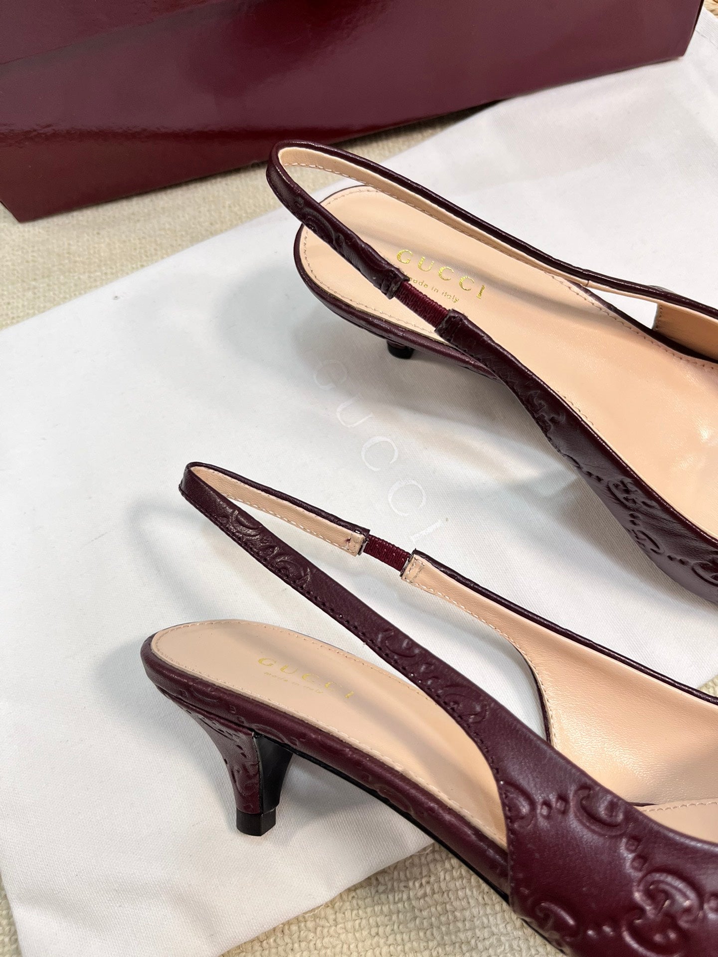 GC Horsebit Slingback Pump 50mm Rosso Ancora red  Embossed Sheepskin 294575