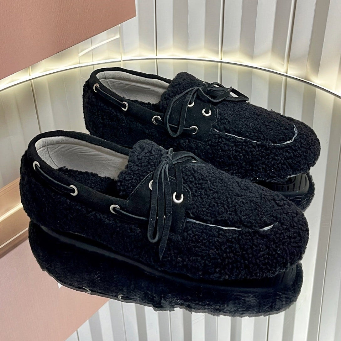 Miumiu 25 Loafer Black Wool 548411