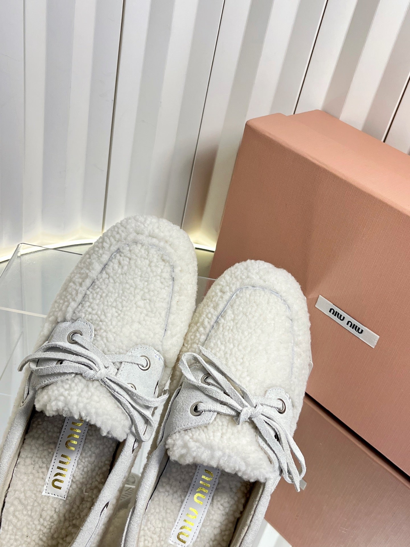 Miumiu 25 Loafer White Wool 548413