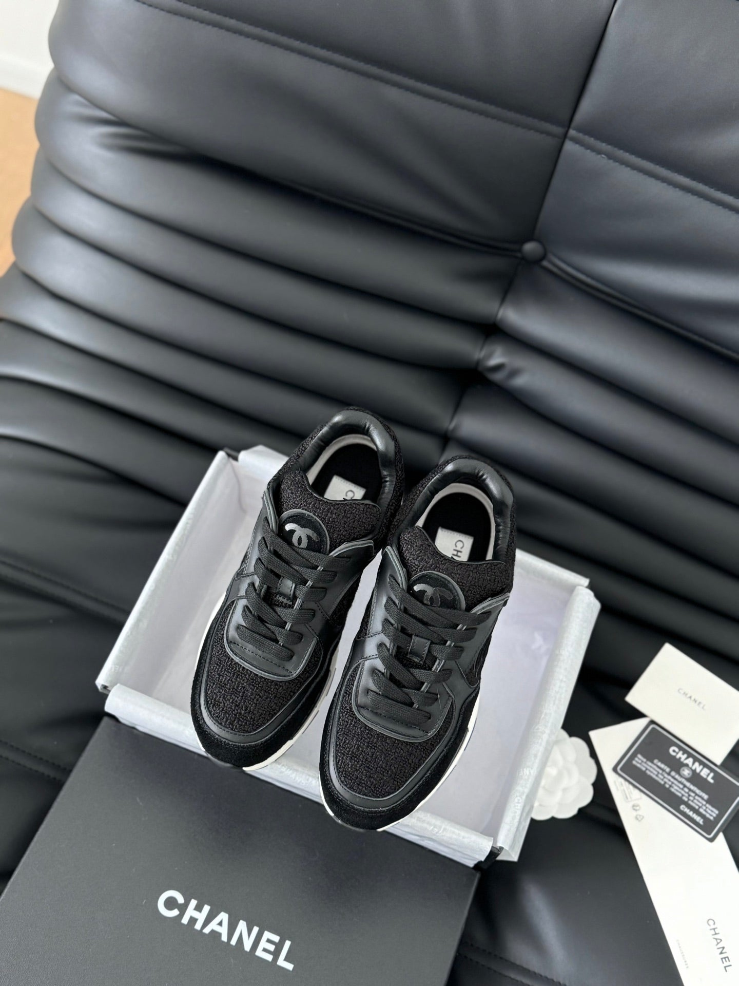 cc sneaker black tweed suede