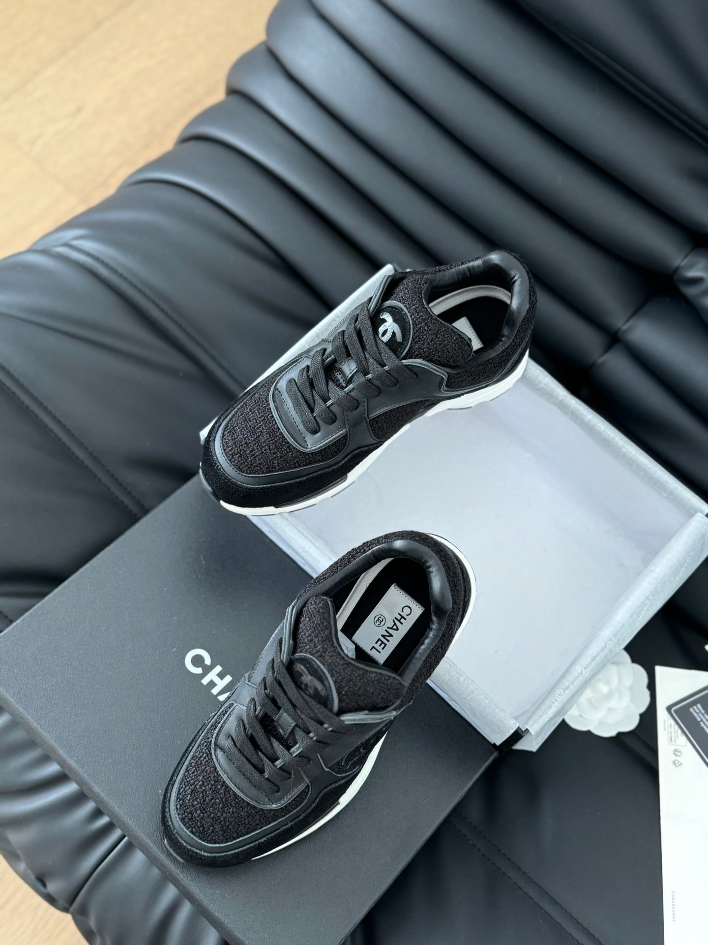 cc sneaker black tweed suede