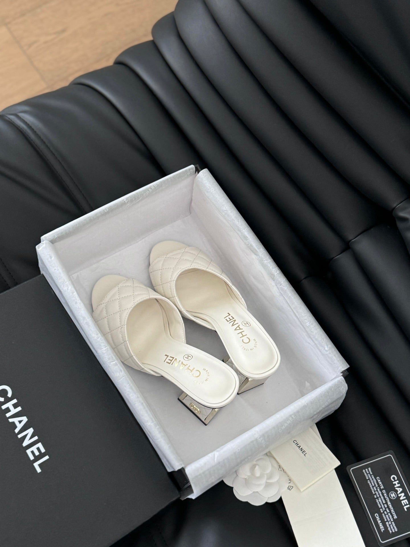 cc sandal 70 white quilted calfskin