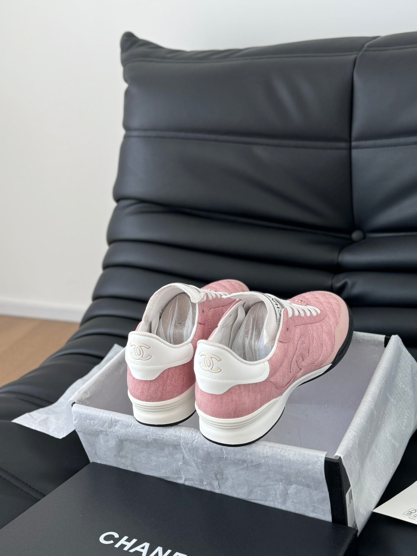 CC SNEAKER IN LIGHT PINK MIX WHITE EMBROIDERED LAMBSKIN