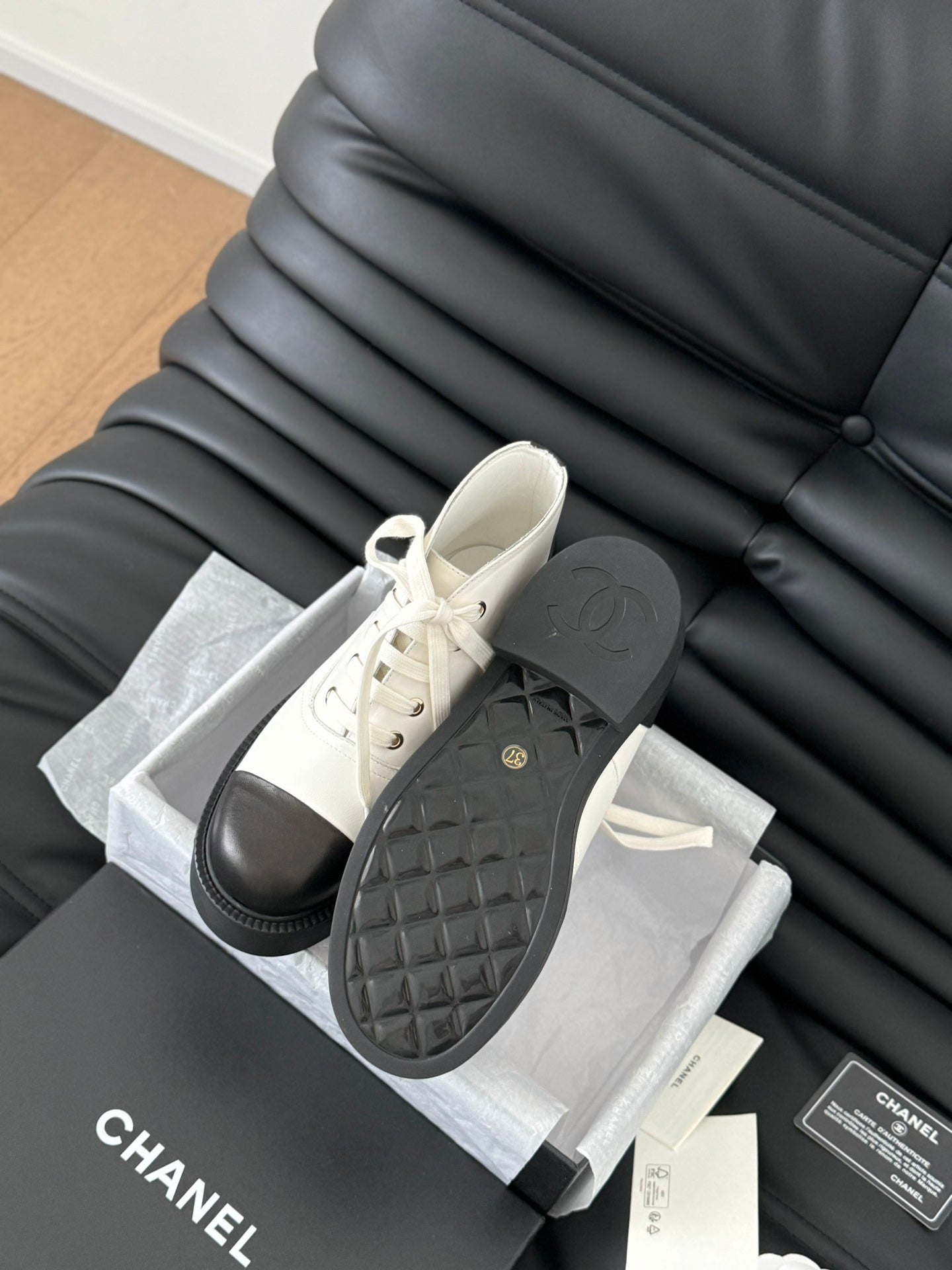 CC Ankle Boots White Mix Black Calfskin  937066