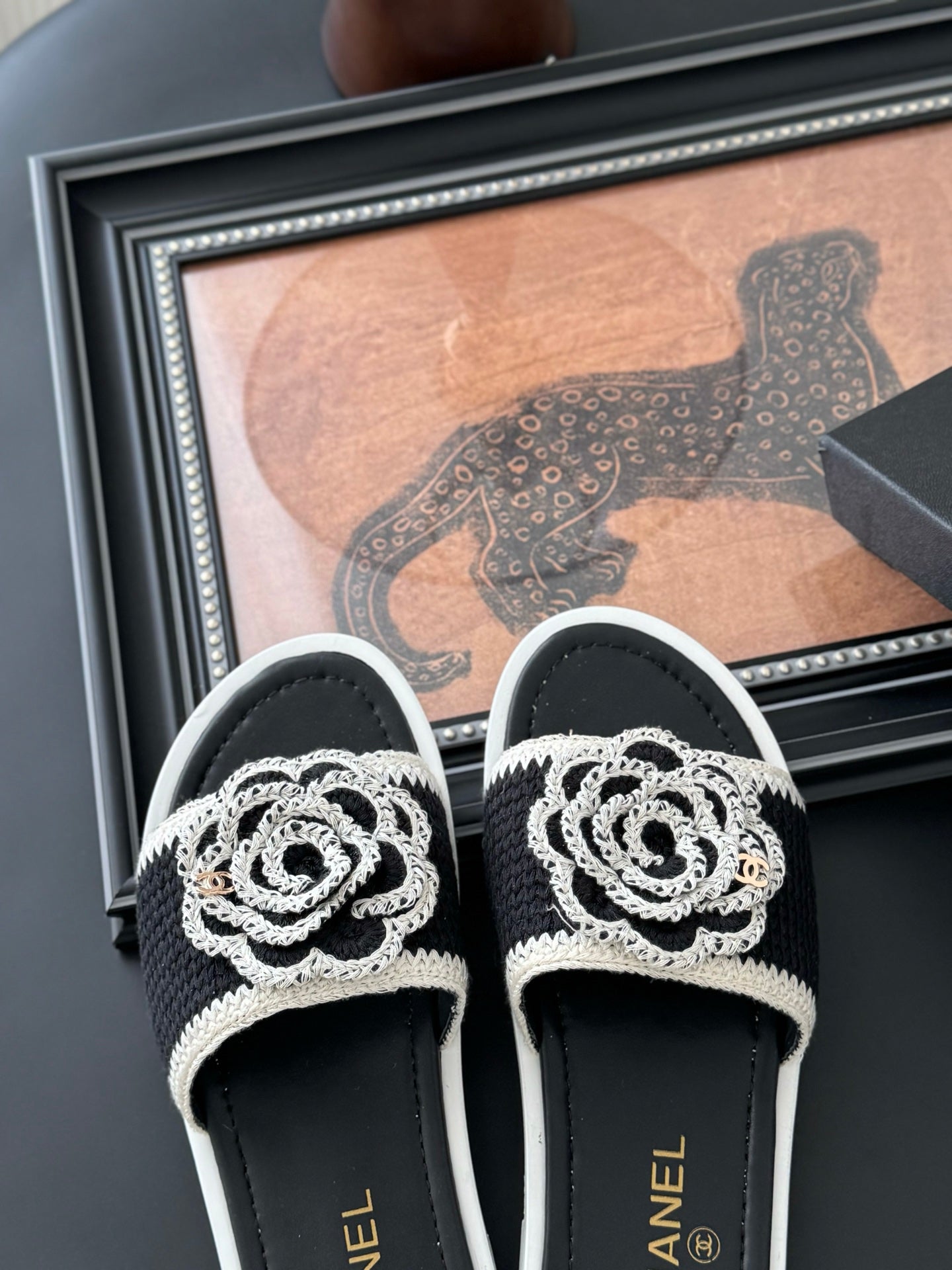 CC 25 Flower Slippers Black Knitted 305305