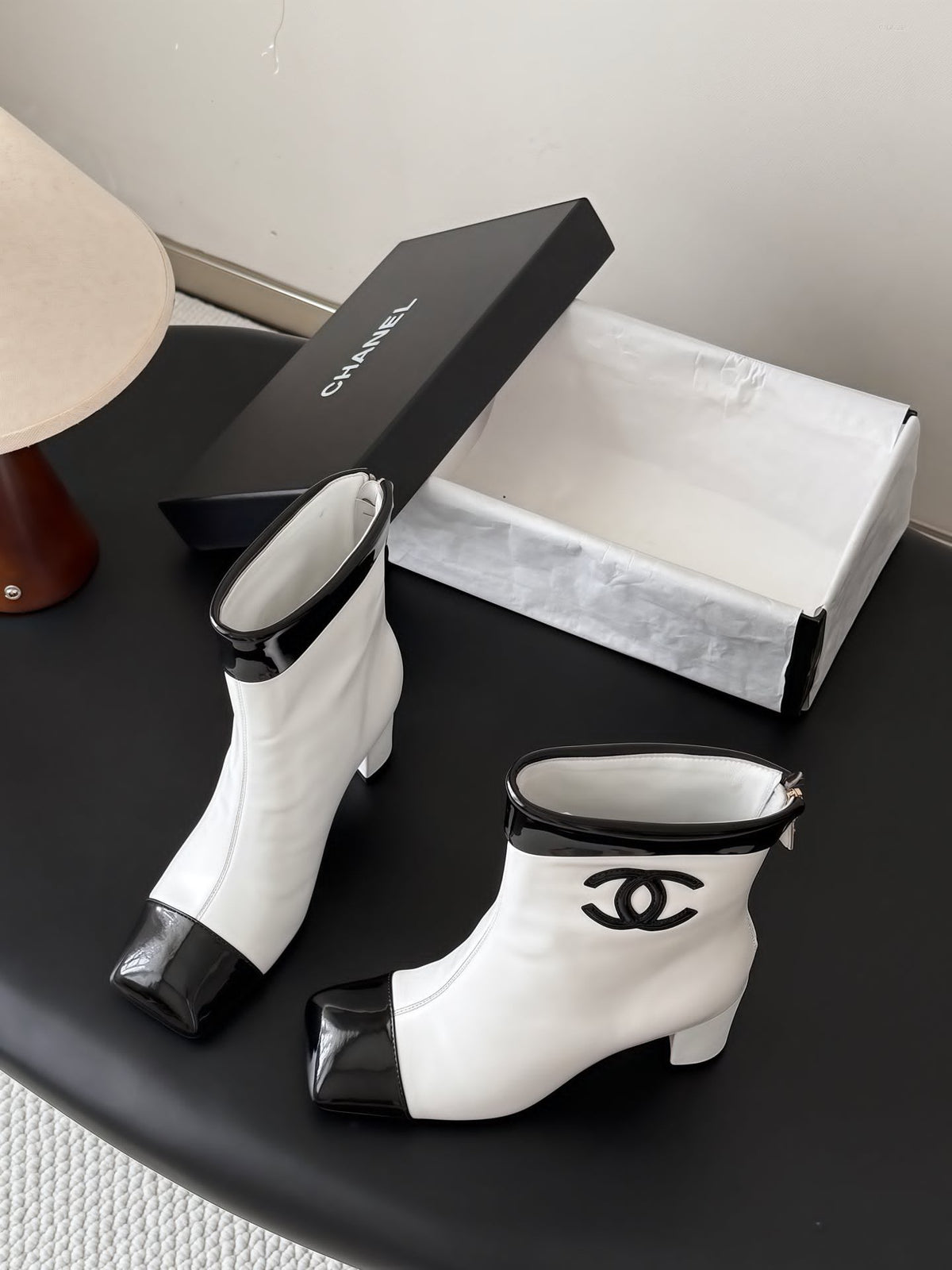 Chanel 2026 Square Toe Ankle Boots 75mm Leather 127856