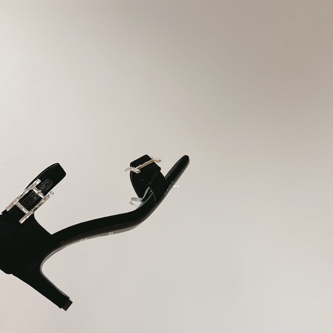 HM Buckle Sandals Black Calfskin 308162