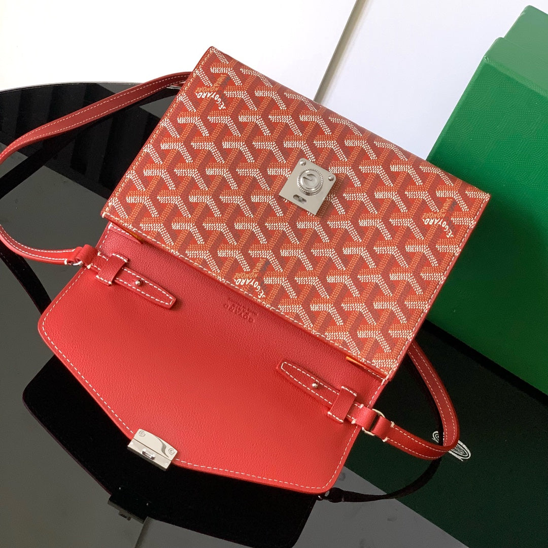 CHYPRE WALLET-POUCH 21 IN CLASSIC RED GOYARDINE CANVAS AND CALFSKIN