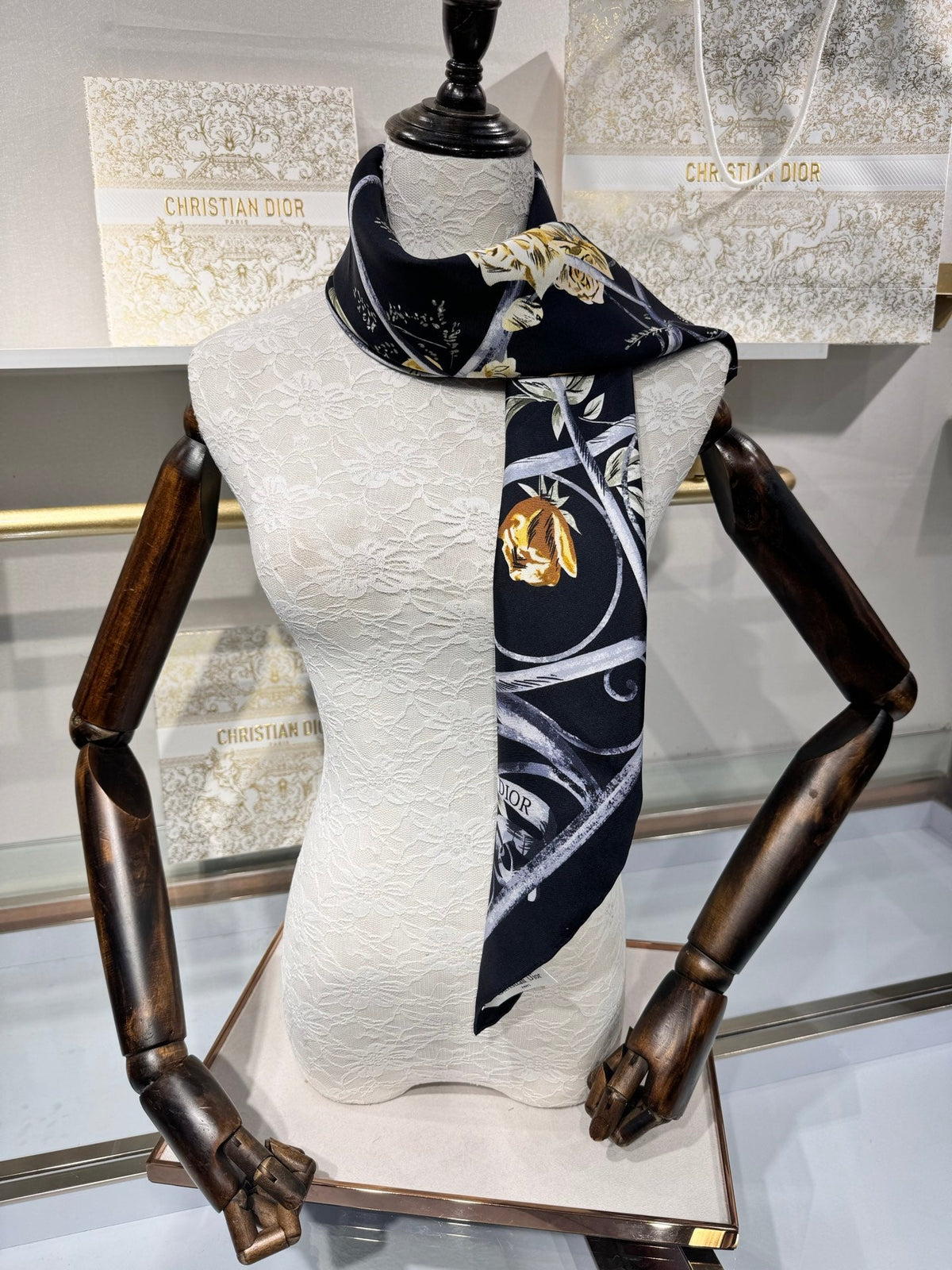 Dior 2026 Floral Scarf 90cm Silk 185385