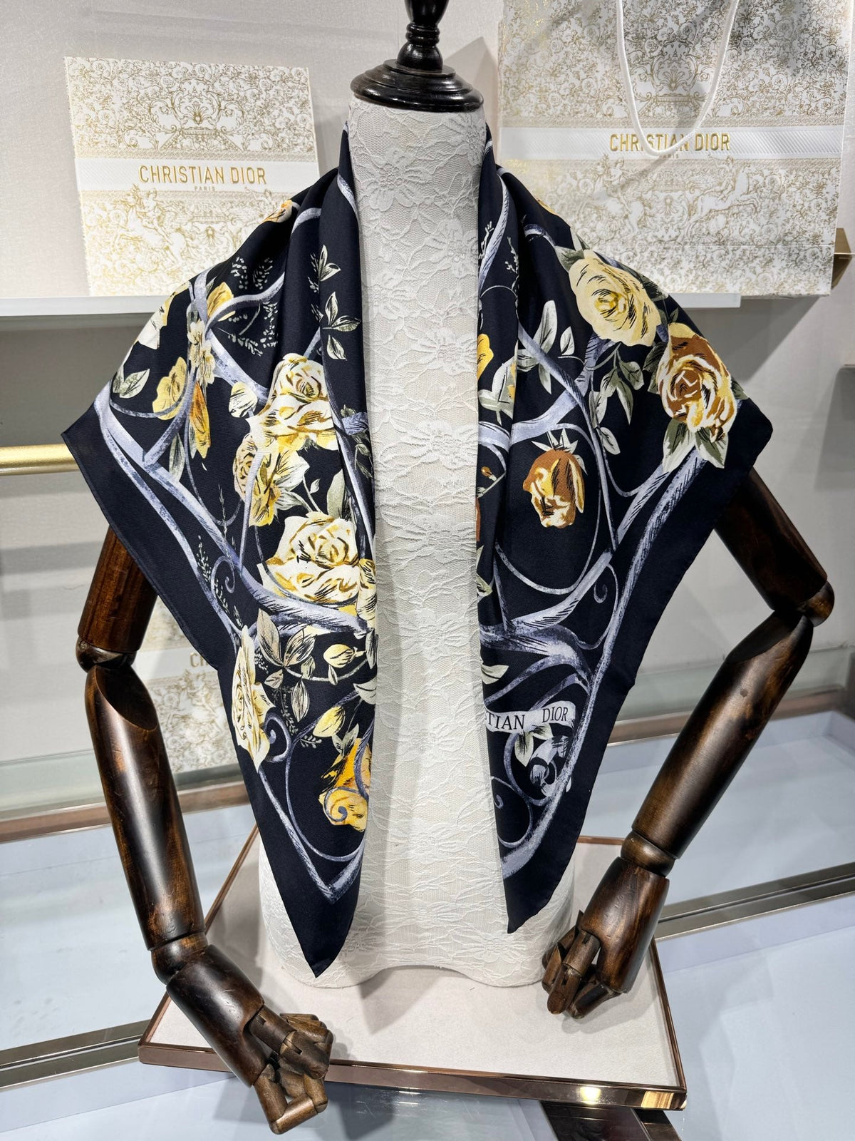Dior 2026 Floral Scarf 90cm Silk 185385