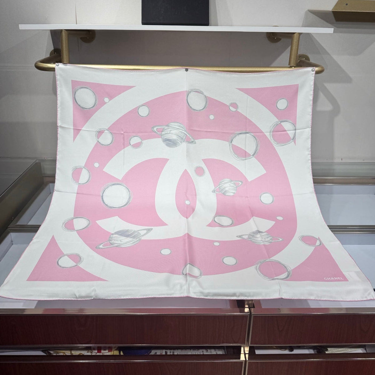 Chanel 2026 Space-Themed Scarf 90cm Silk 200823