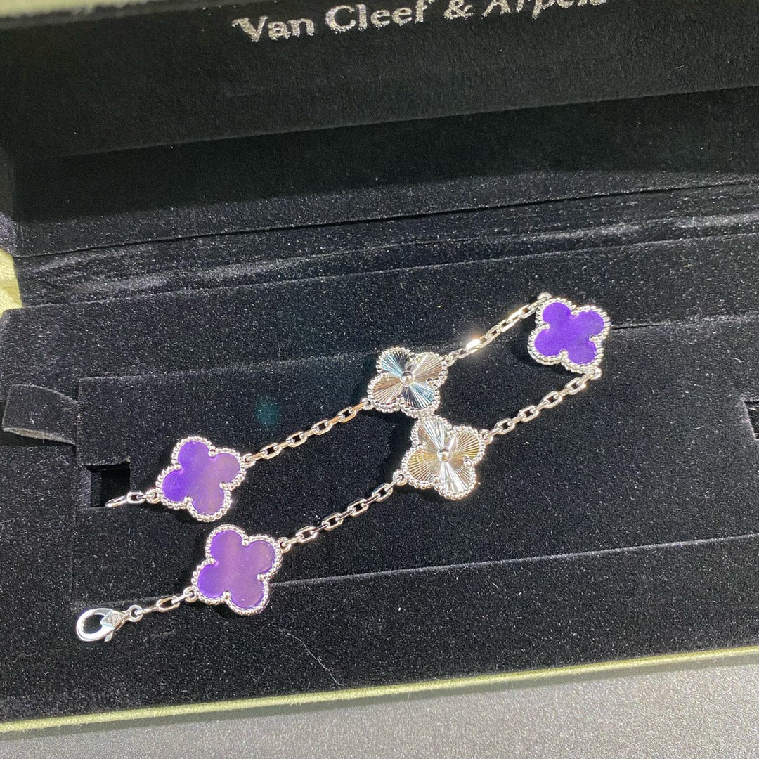 VCA Clover Vintage Violet 5 Motifs Sliver Bracelet
