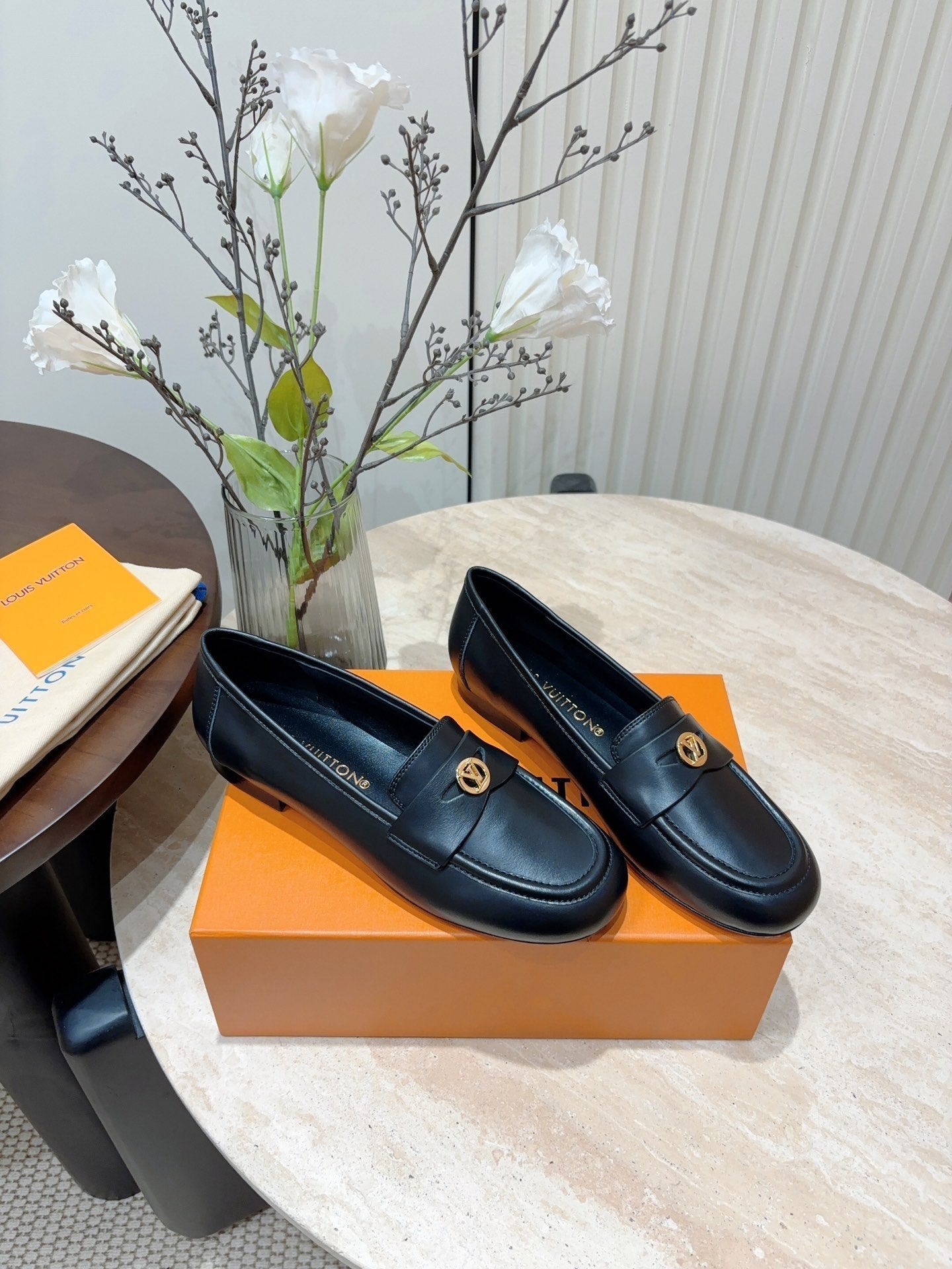 LV Soho Loafers Plain Black Calfskin