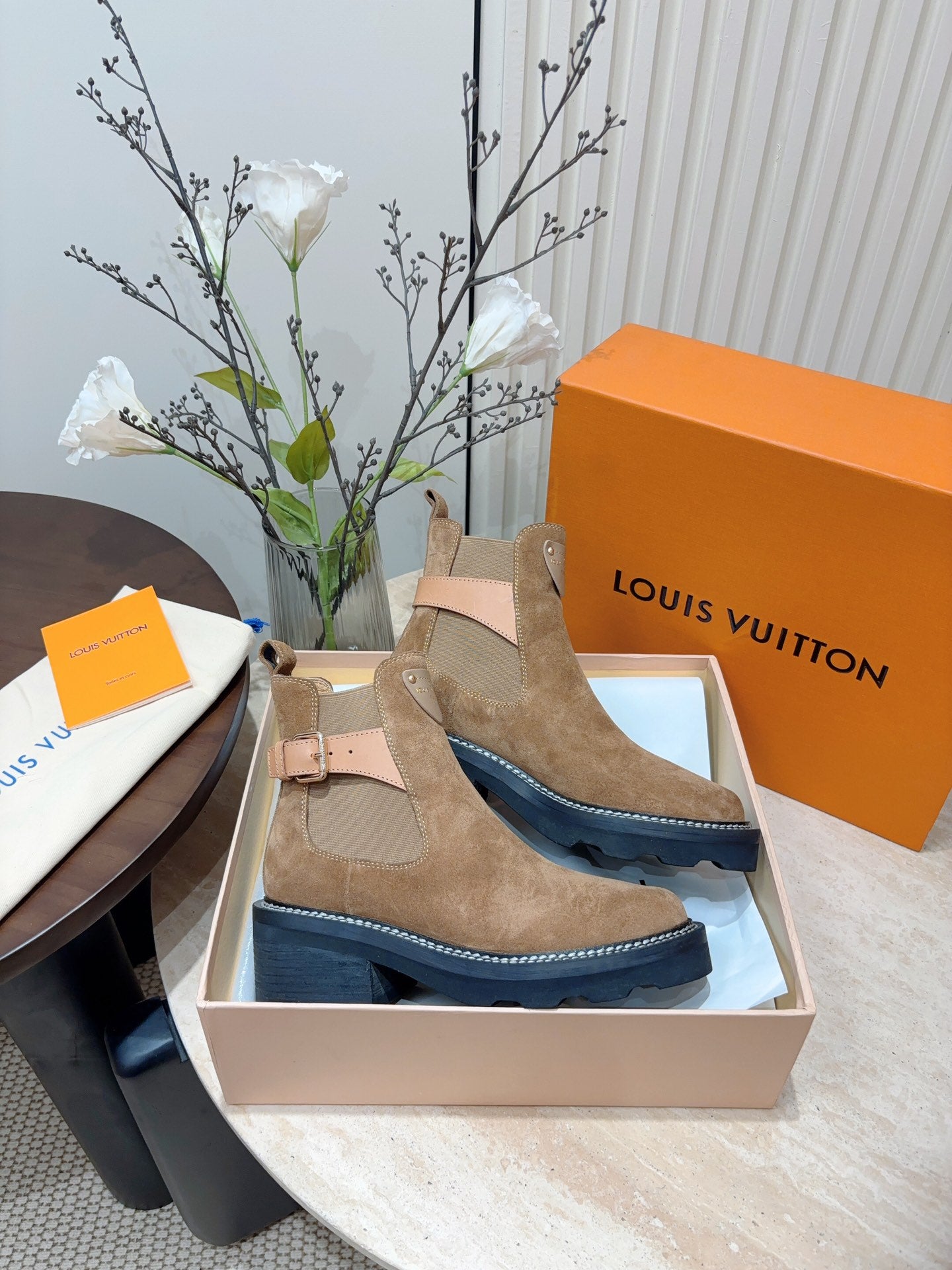 LV Beaubourg Ankle Boot Matte Brown Suede