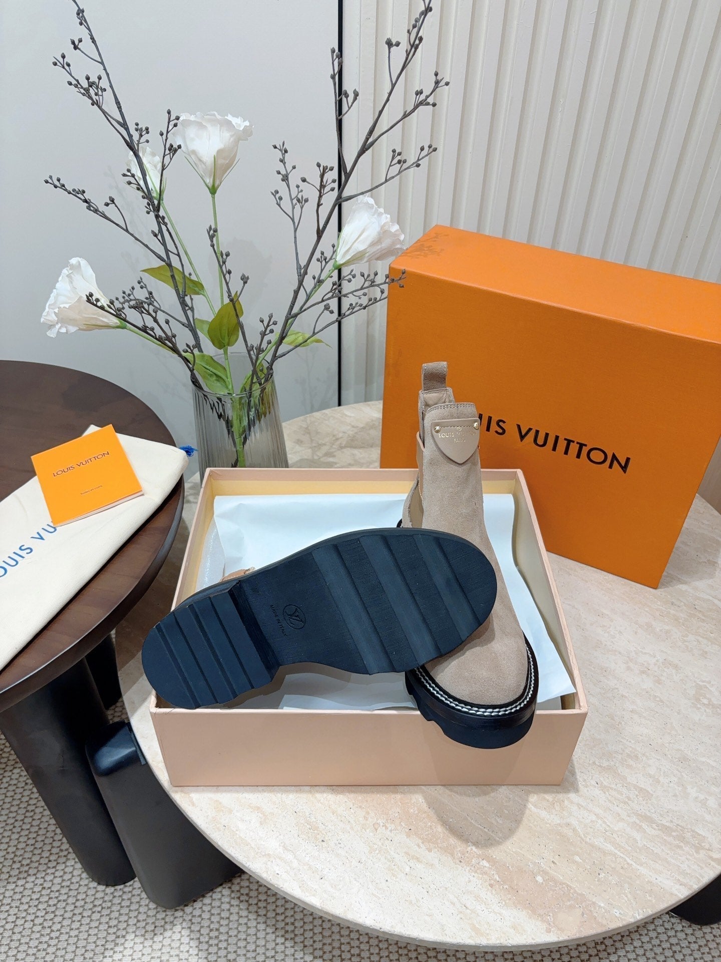 LV Beaubourg Ankle Boot Gray Brown Suede