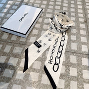 CC Slim Bandeau 120 CM In White Black Silk Twill  166317
