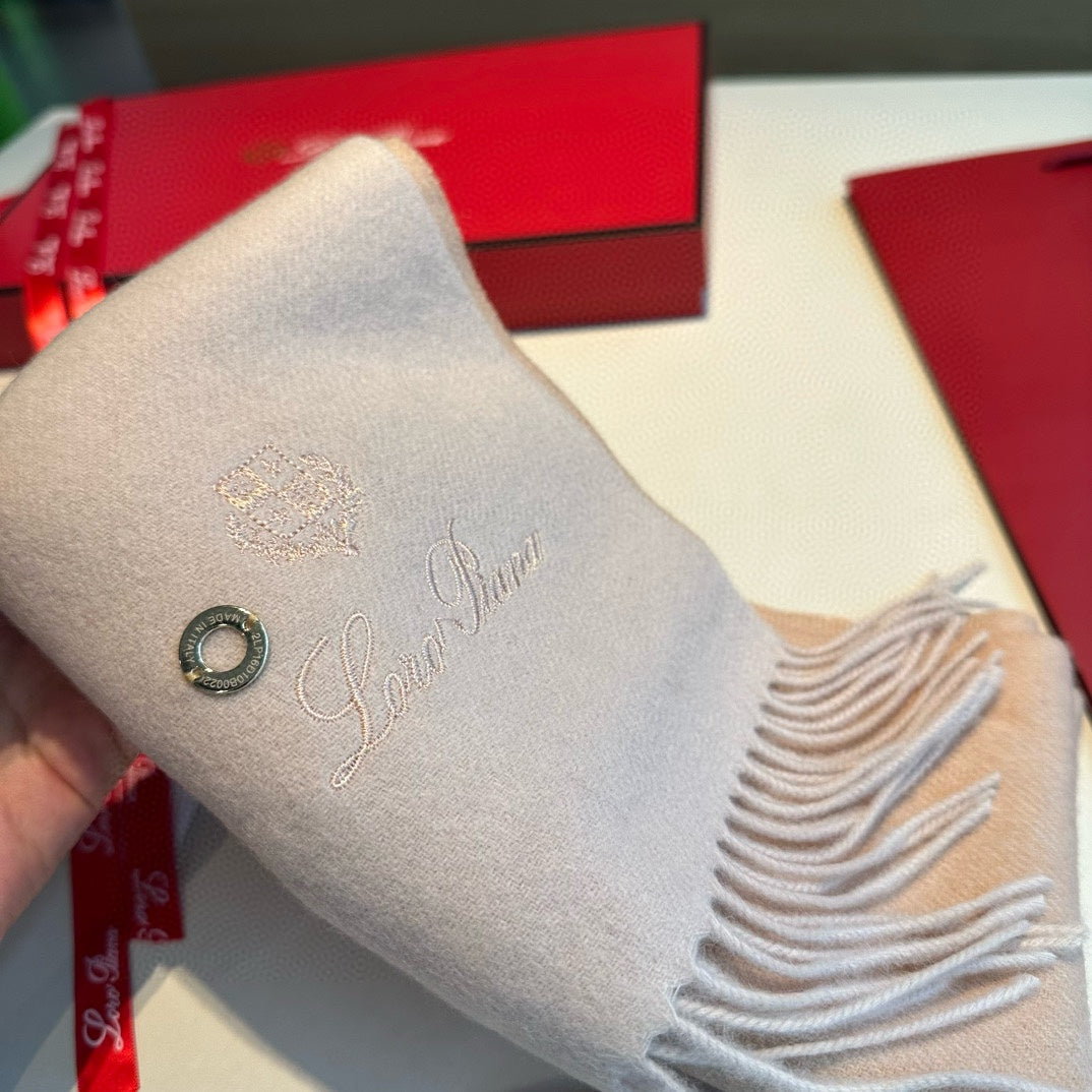 LP Grande Unita Scarf 180 CM In White Mix Beige Cashmere 403789