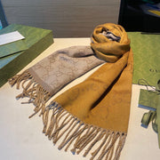 SCARF IN PEANUT BROWN AND KHAKI BROWN WOOL 405142