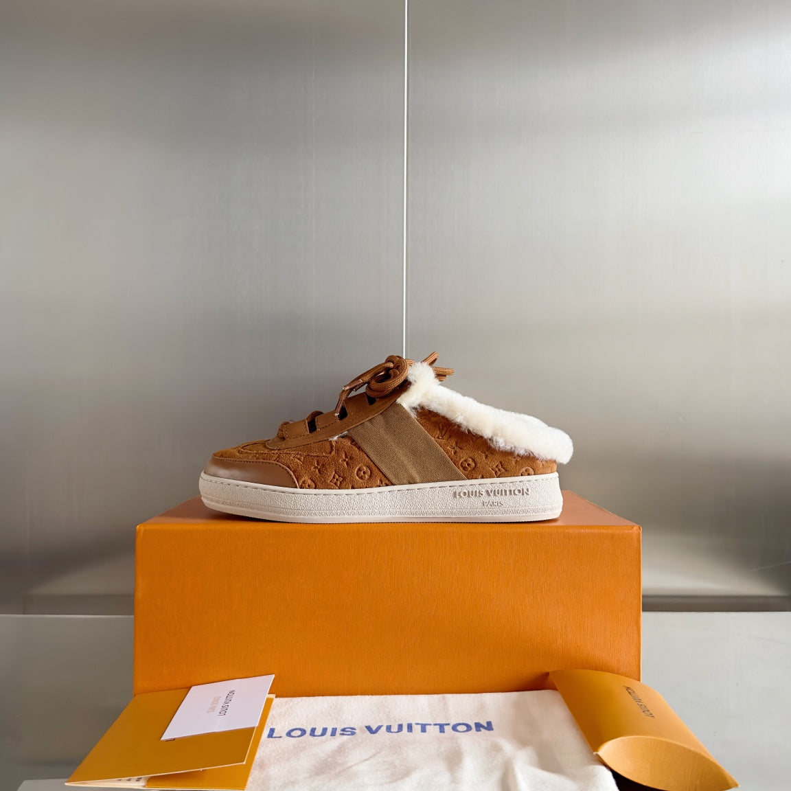 LV Lous Open Back Sneaker 30mm Brown Monogram Suede