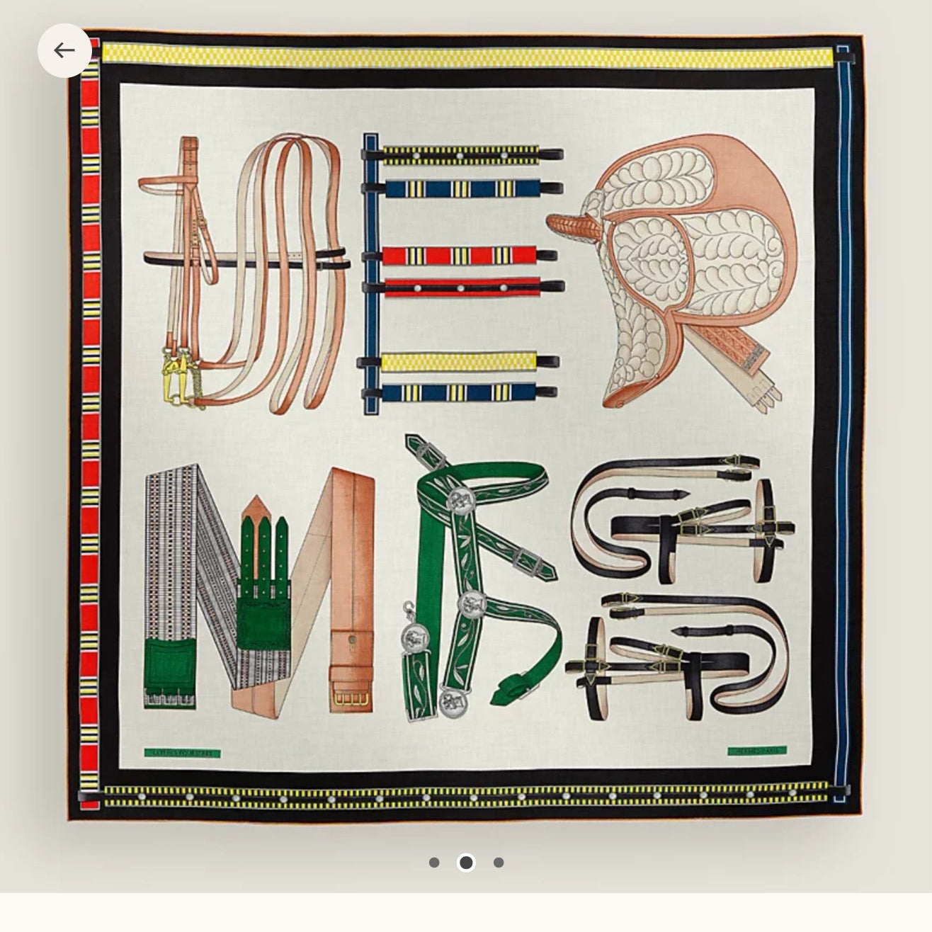 HM Equestrianism 140 CM Black White Colorful Cashmere and Silk 293103