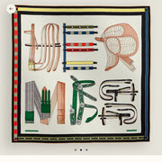 HM Equestrianism 140 CM Black White Colorful Cashmere and Silk 293103