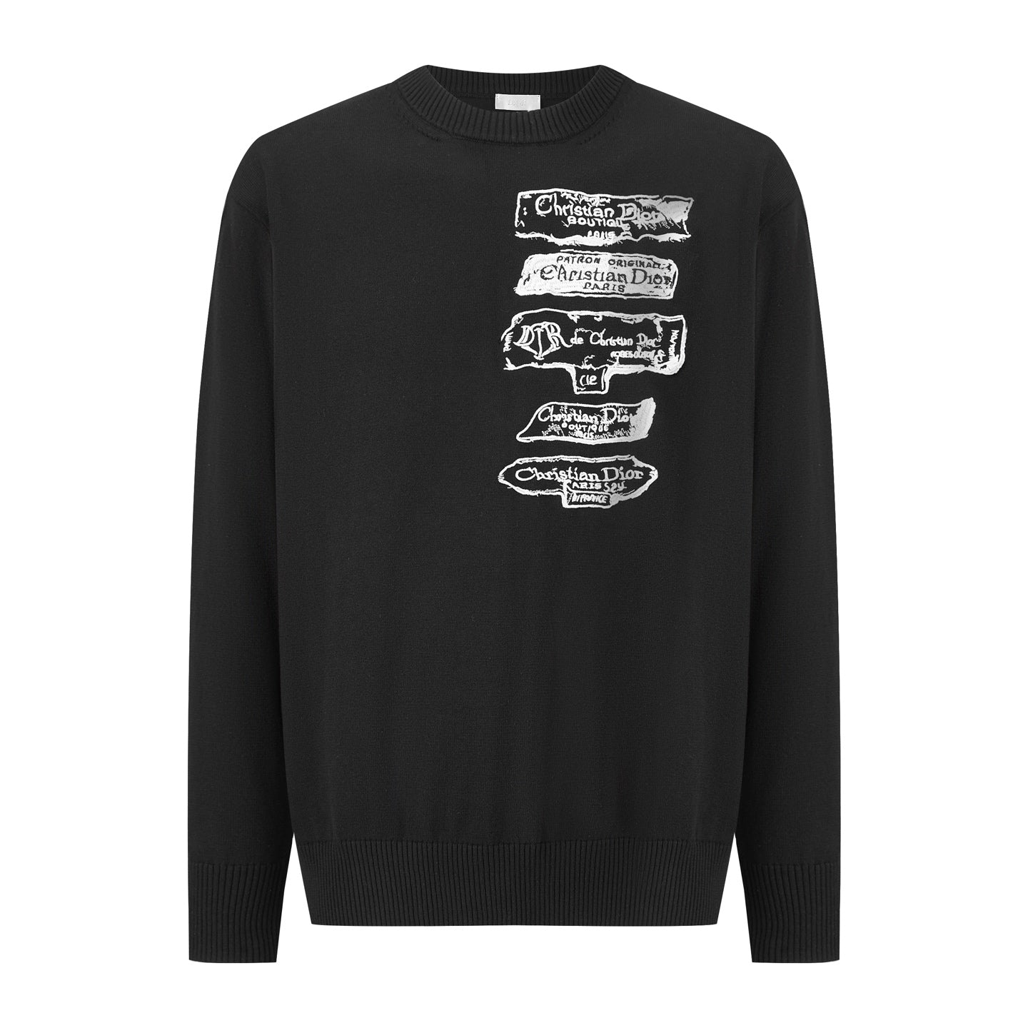 CD Embroidered Logo Sweater Black Wool Cotton