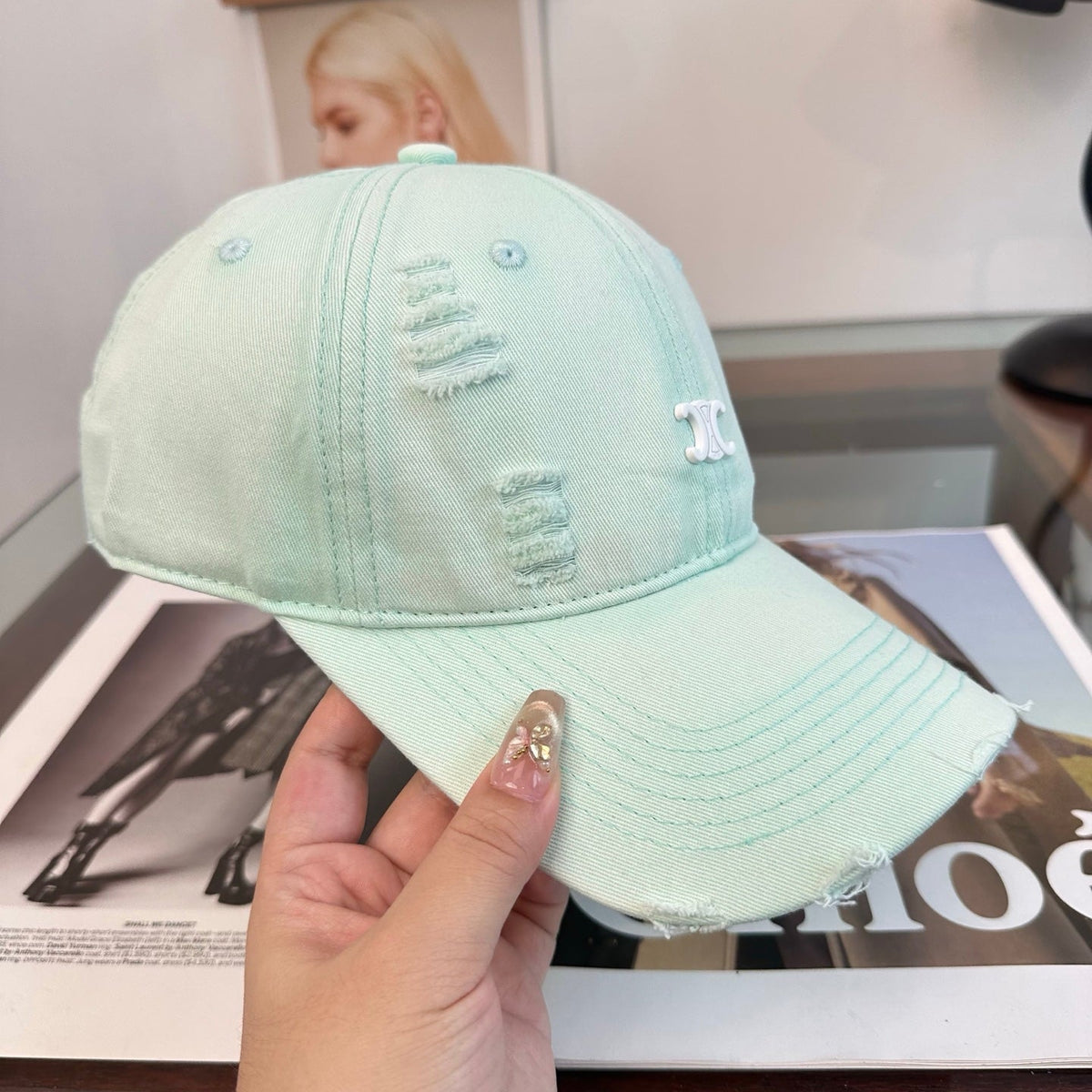 Chanel Distressed Baseball Cap 343468