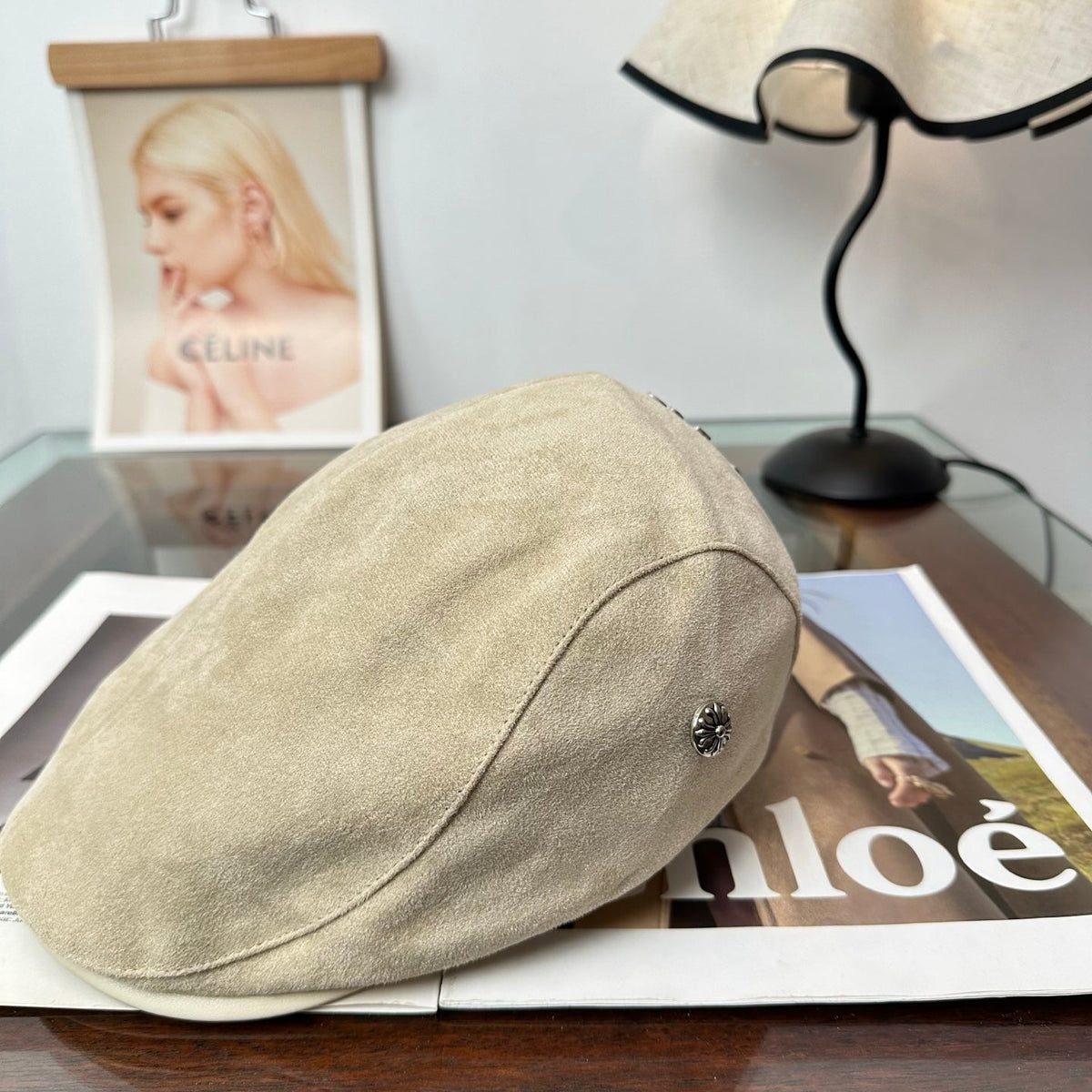 Chrome Hearts Suede Newsboy Hat 514962