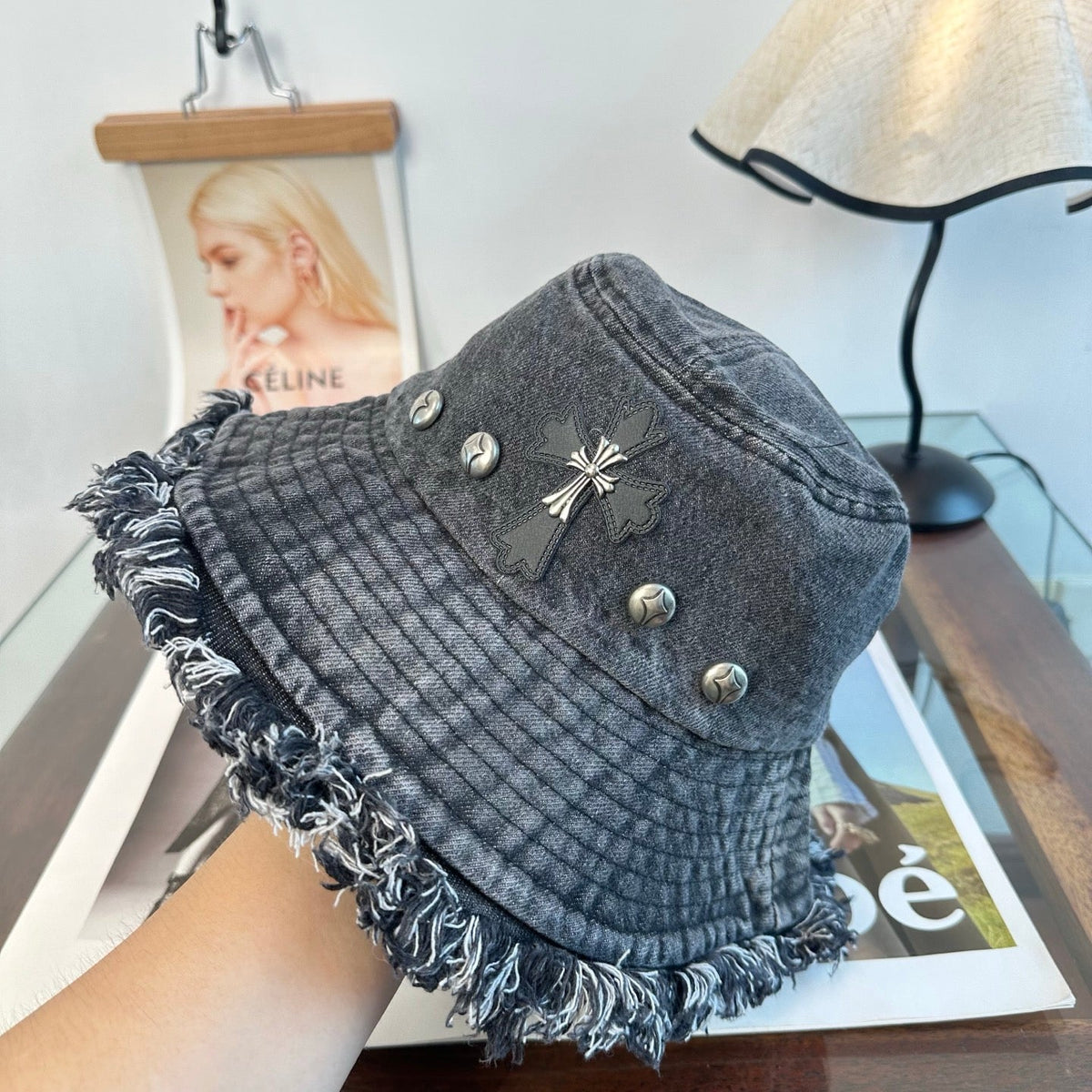 Chrome Hearts Denim Wash Bucket Hat 514945
