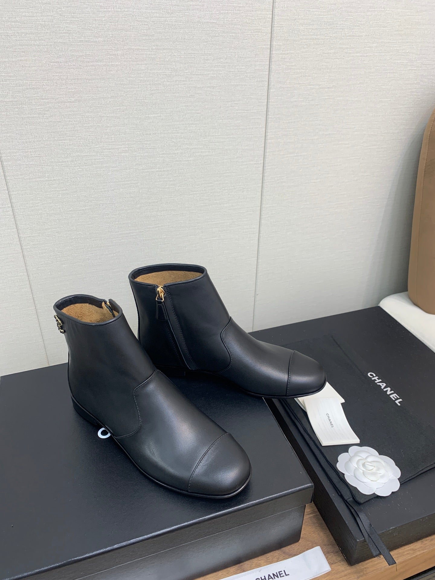 CC Ankle Boots 25mm Plain Black Cowhide