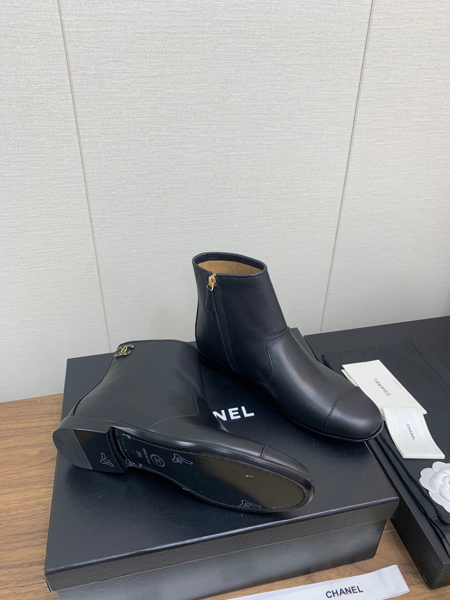 CC Ankle Boots 25mm Plain Black Cowhide