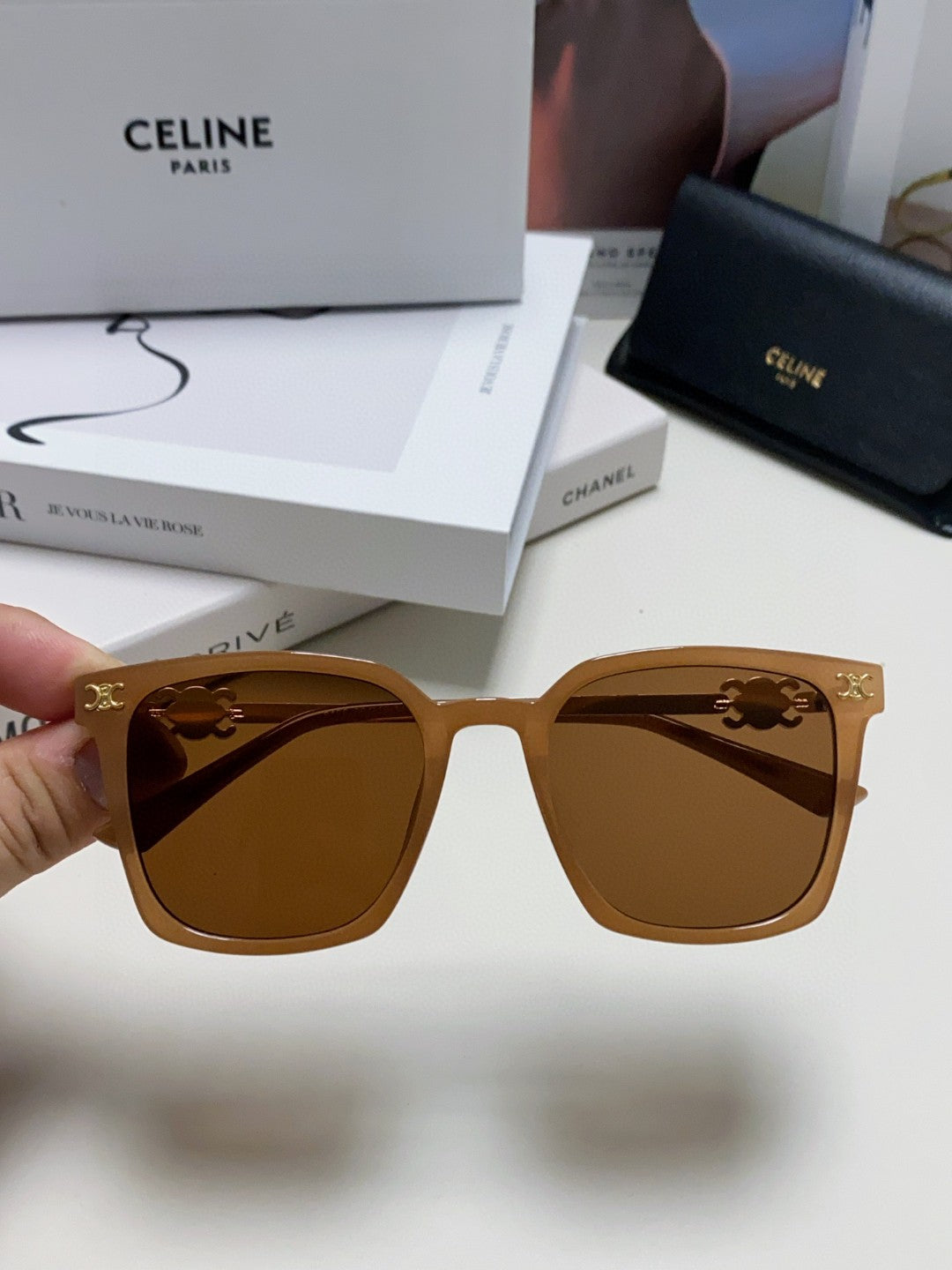 TRIOMPHE SUNGLASS 497816 IN NUDE METAL