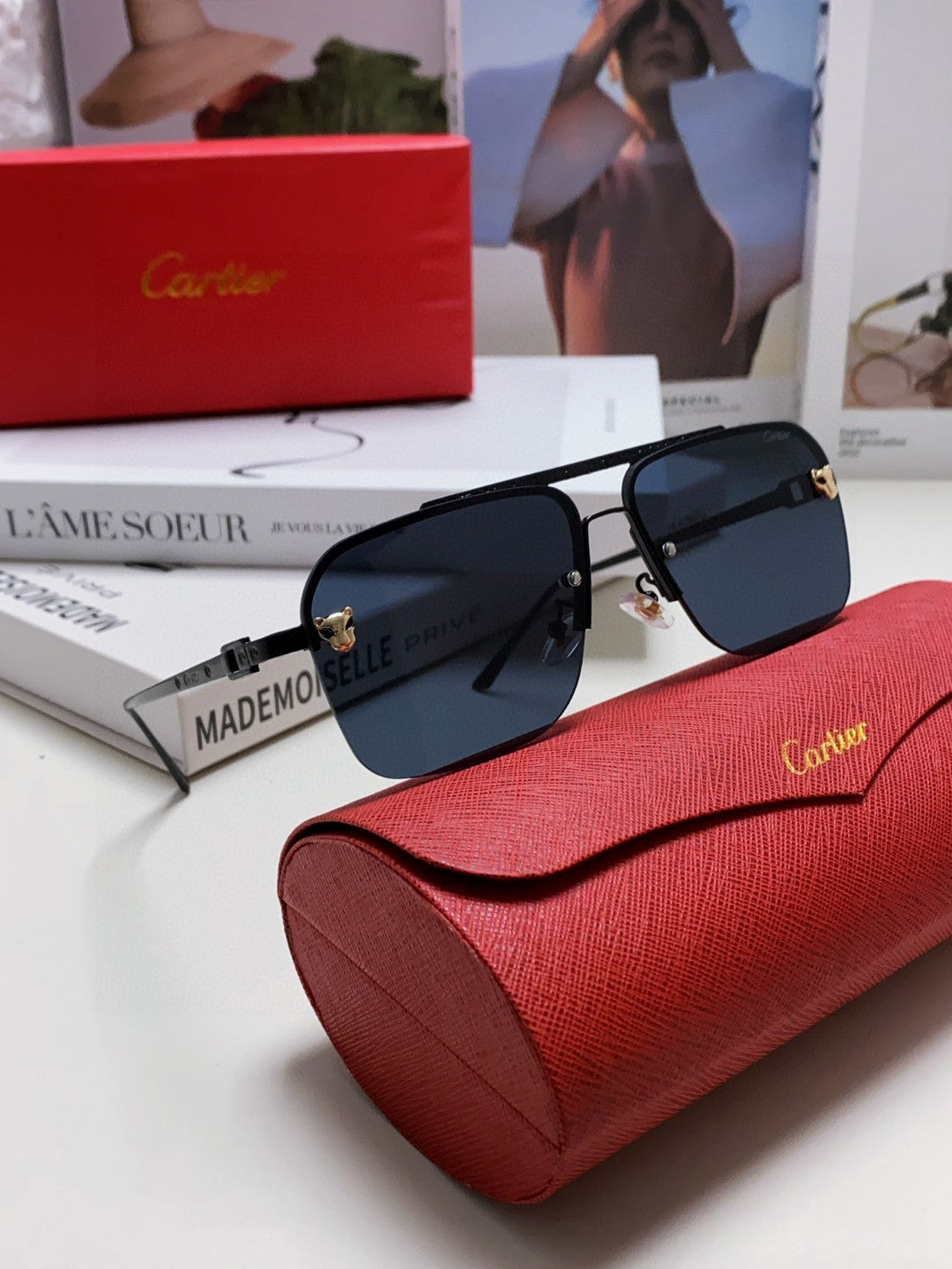 PANTHÈRE SQUARE FRAME SUNGLASSES 543534 IN METAL