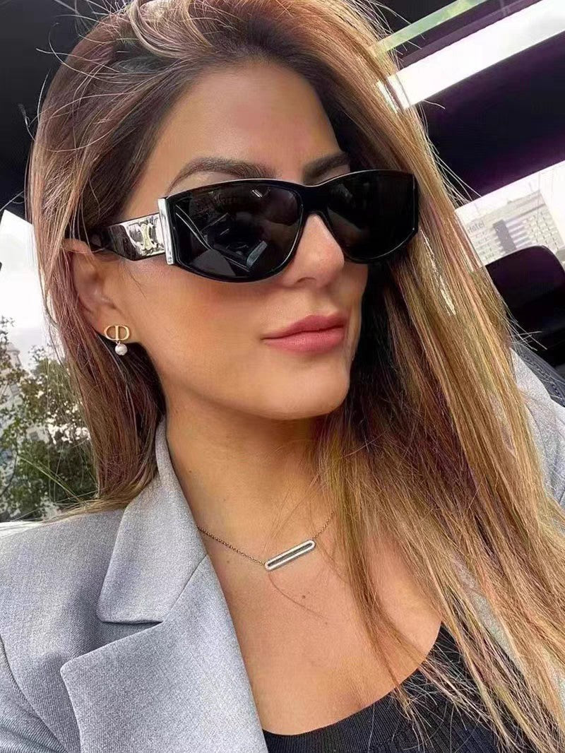 TRIOMPHE SUNGLASS 533220 IN BLACK ACETATE GOLD LOGO