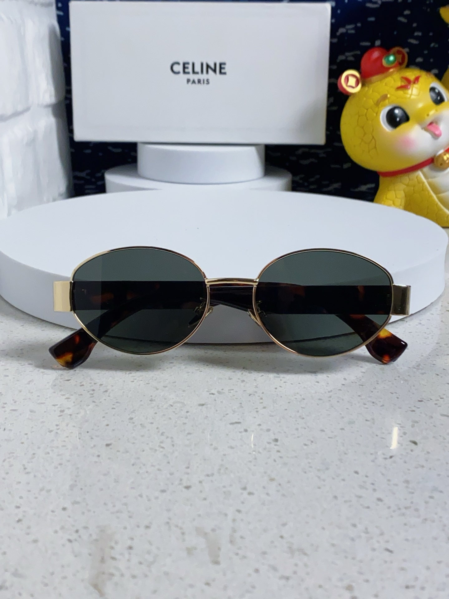 TRIOMPHE SUNGLASS 538531 IN HAVANA ACETATE BLACK LENSES