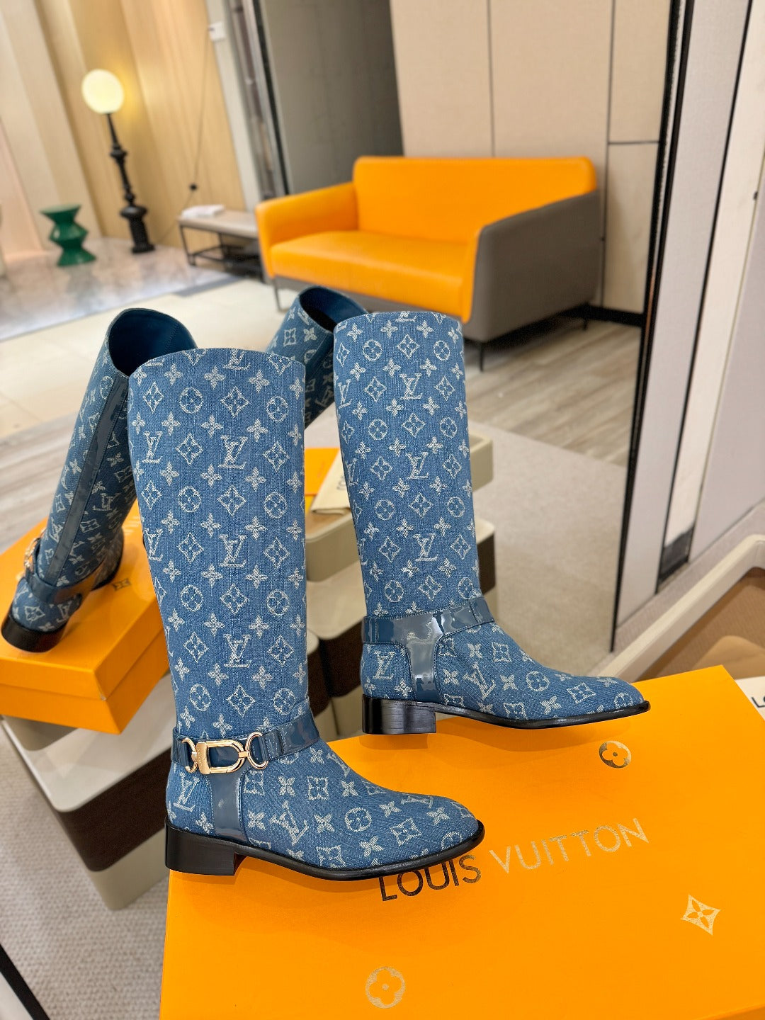 LV 25 Martin Boots 30 Blue Denim 573886