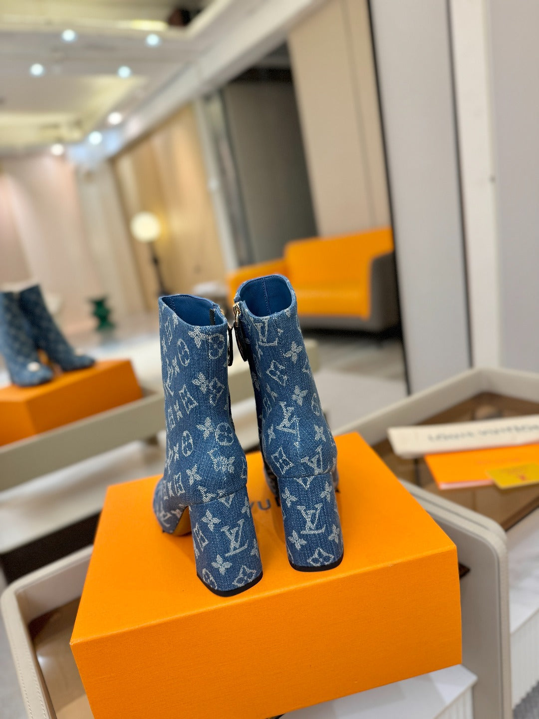 LV Ankle Boots 90 Monogram Blue Denim 573713