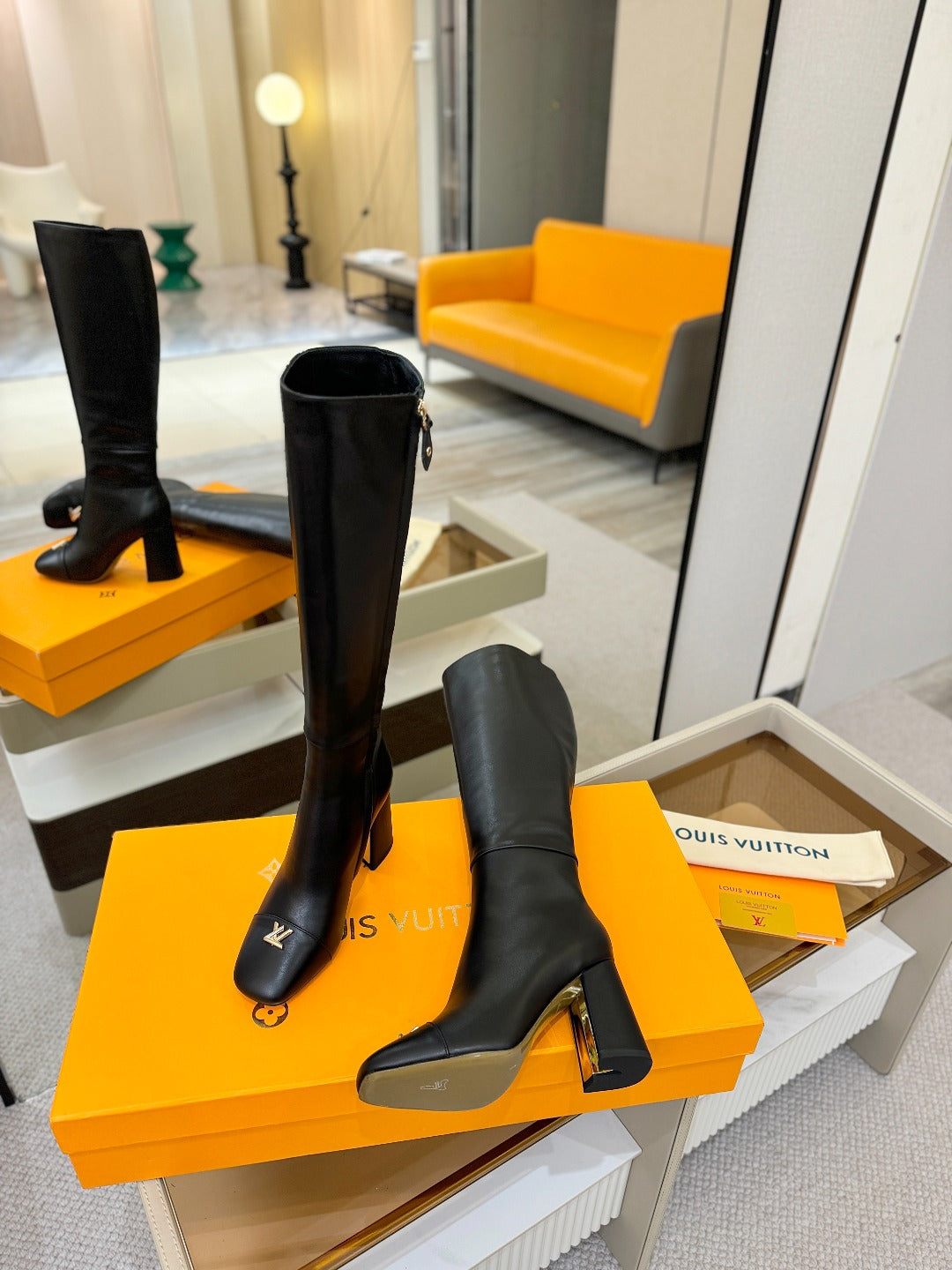 LV  High Boots 85 Black Sheepskin 573732