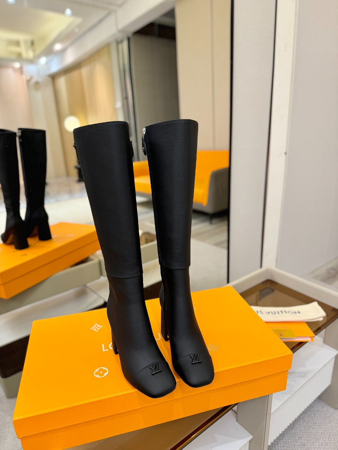 LV  High Boots 85 Black Calfskin 573738