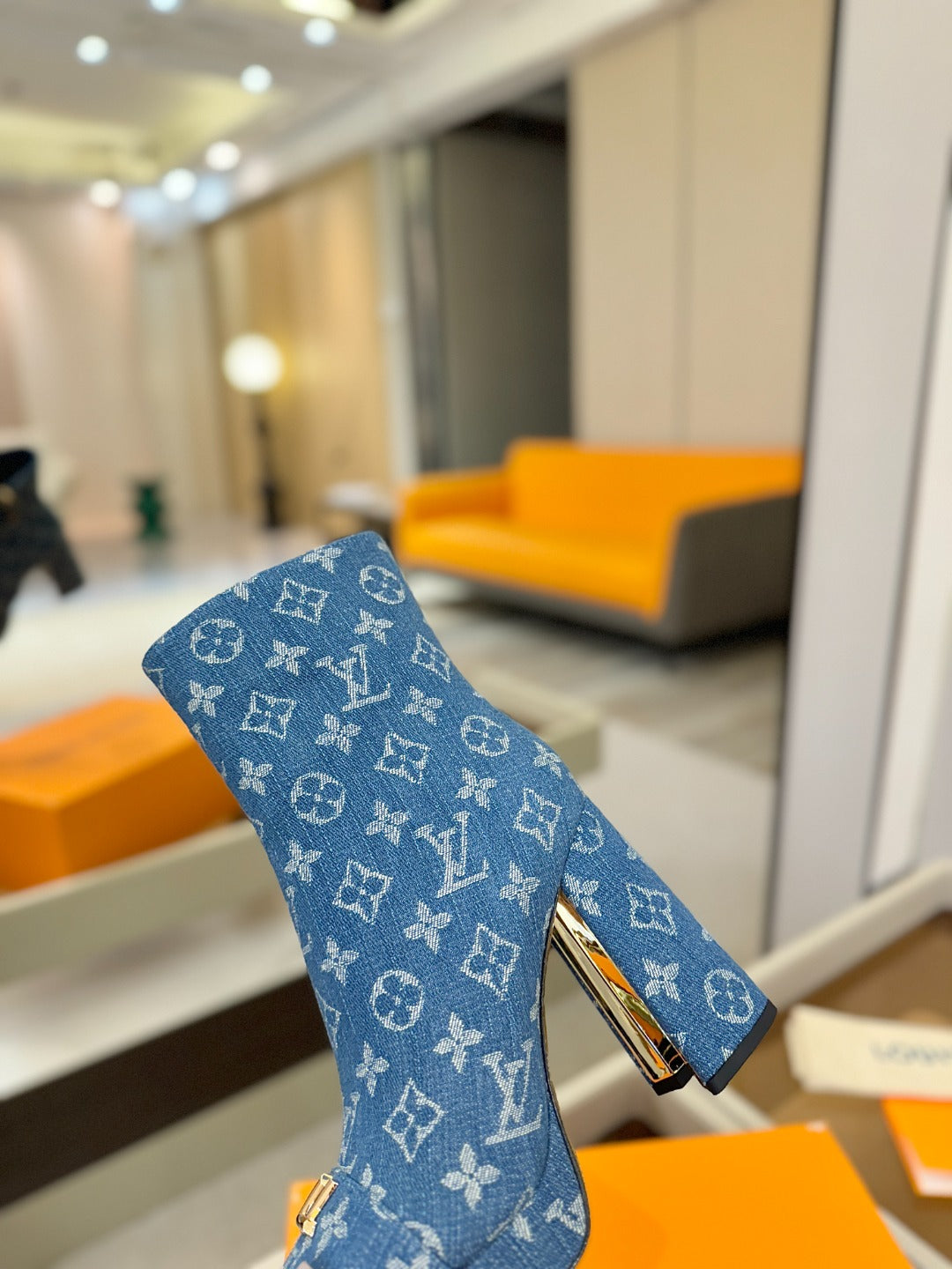 LV Ankle Boots 110 Monogram Blue Denim 573722