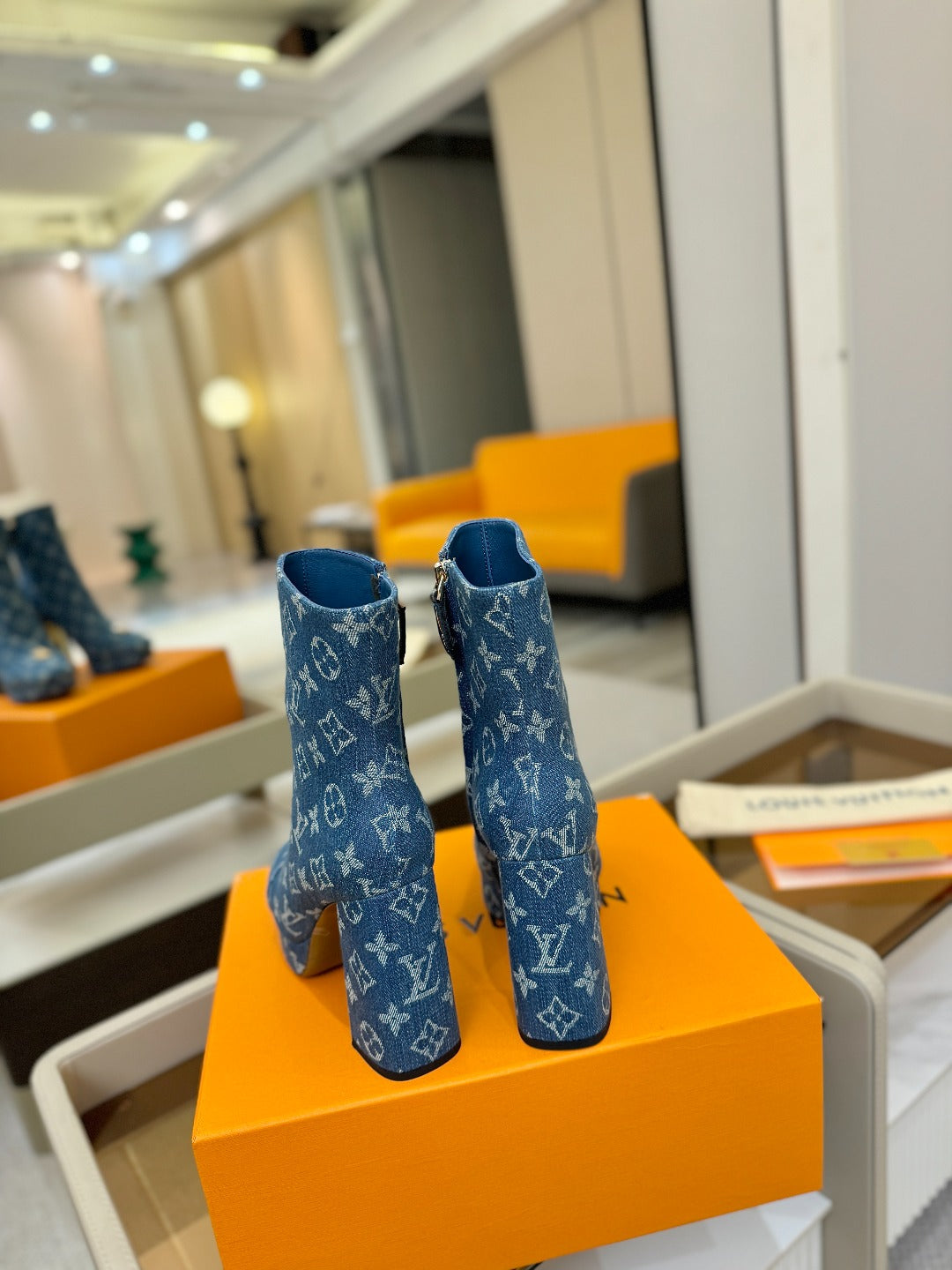 LV Ankle Boots 110 Monogram Blue Denim 573722
