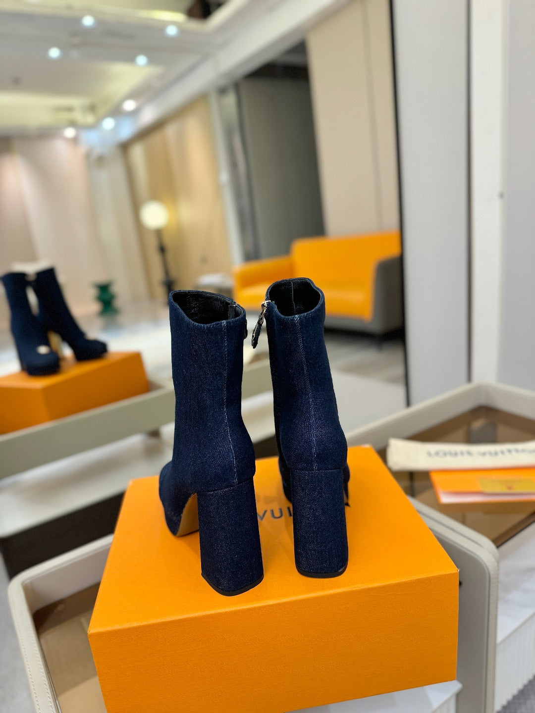 LV Ankle Boots 110 Dark Blue Denim 573723