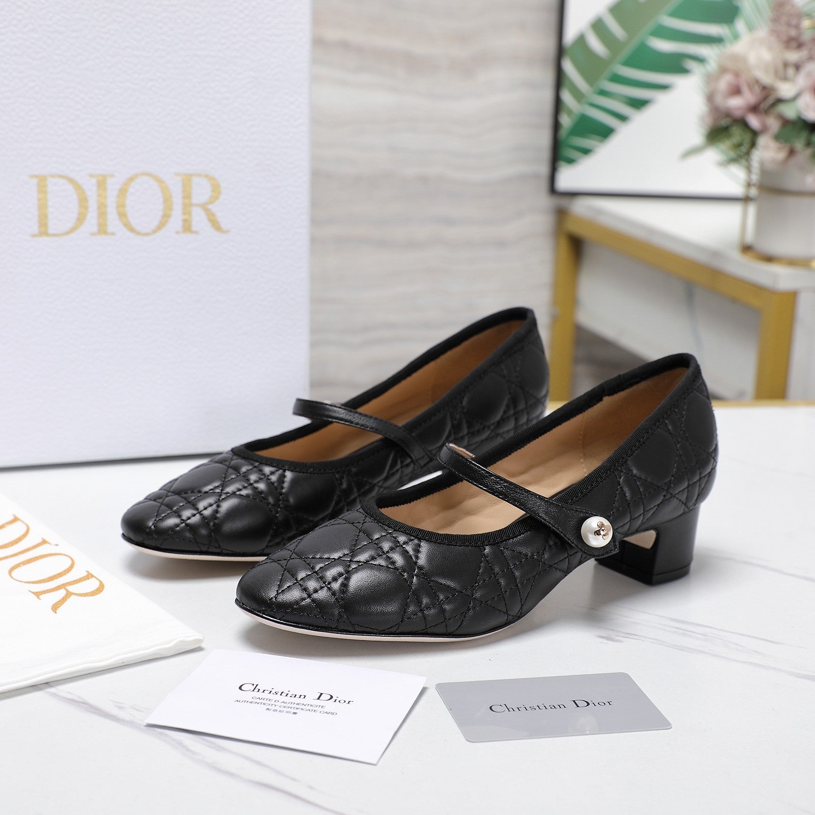 CD Ballet Pump 40mm In Black Quilted Calfskin 995268