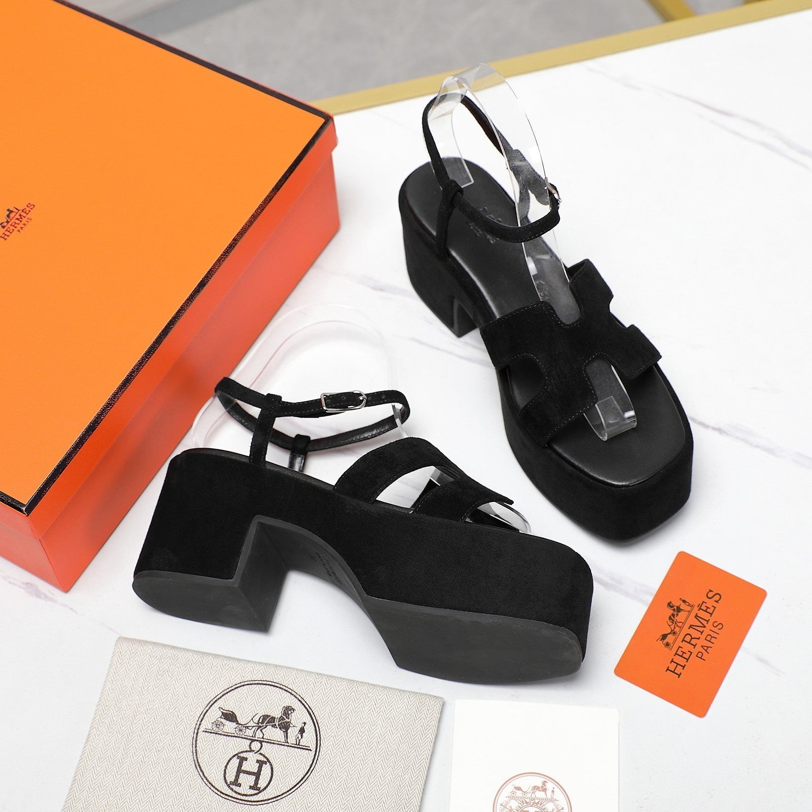 HM Jam 70 sandal In Black Velvet 120319